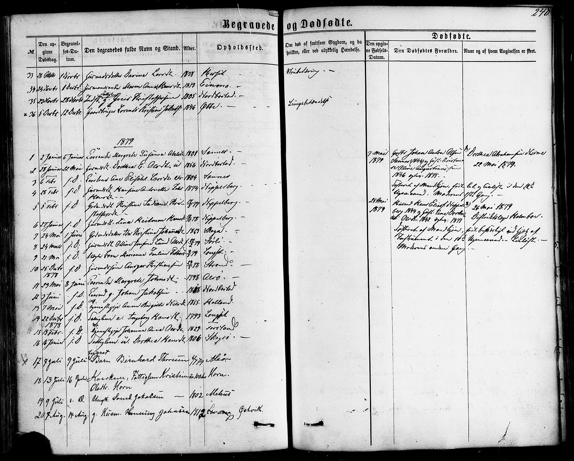 Ministerialprotokoller, klokkerbøker og fødselsregistre - Nordland, AV/SAT-A-1459/838/L0551: Parish register (official) no. 838A09, 1864-1880, p. 240