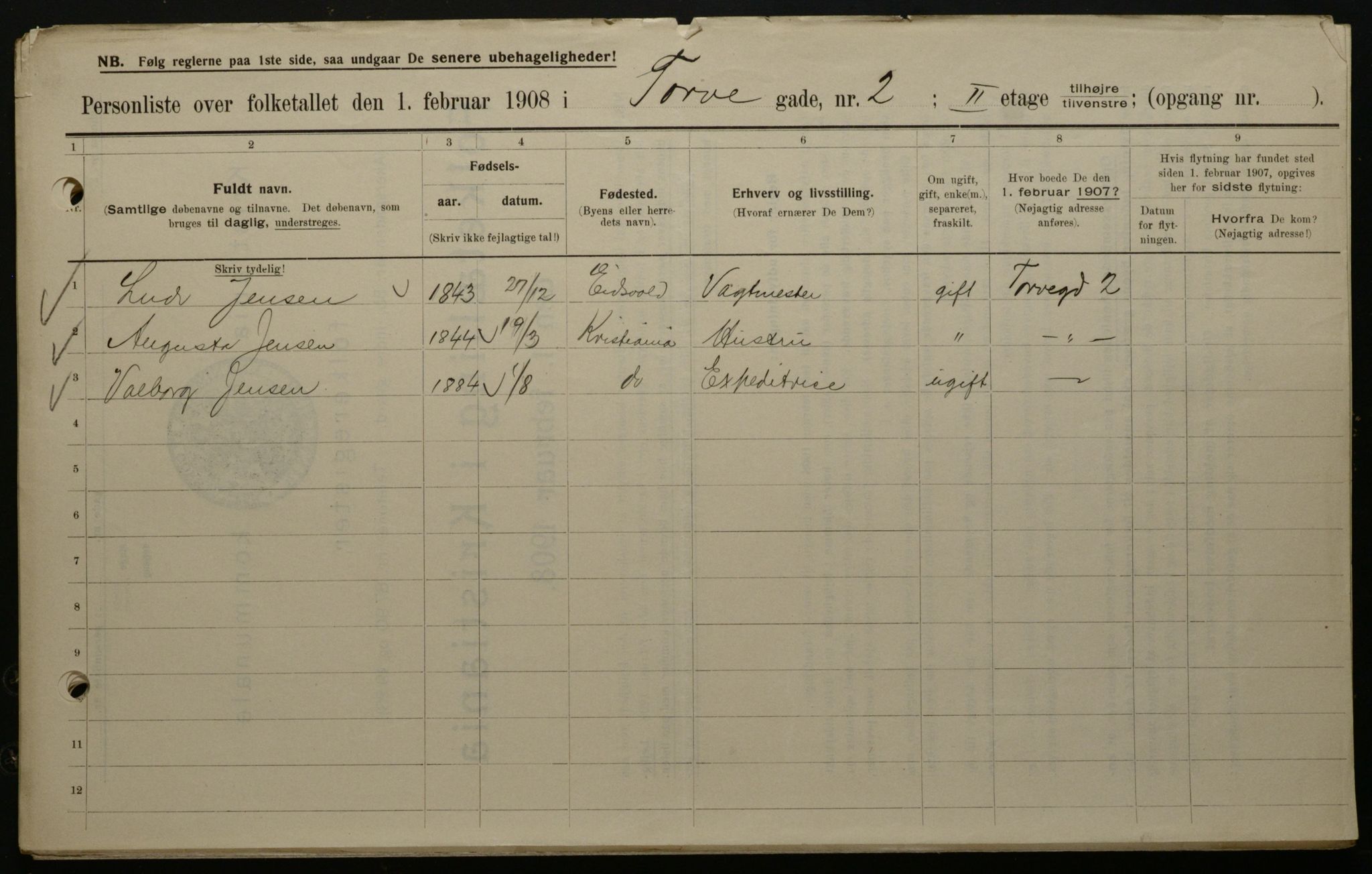 OBA, Municipal Census 1908 for Kristiania, 1908, p. 102463