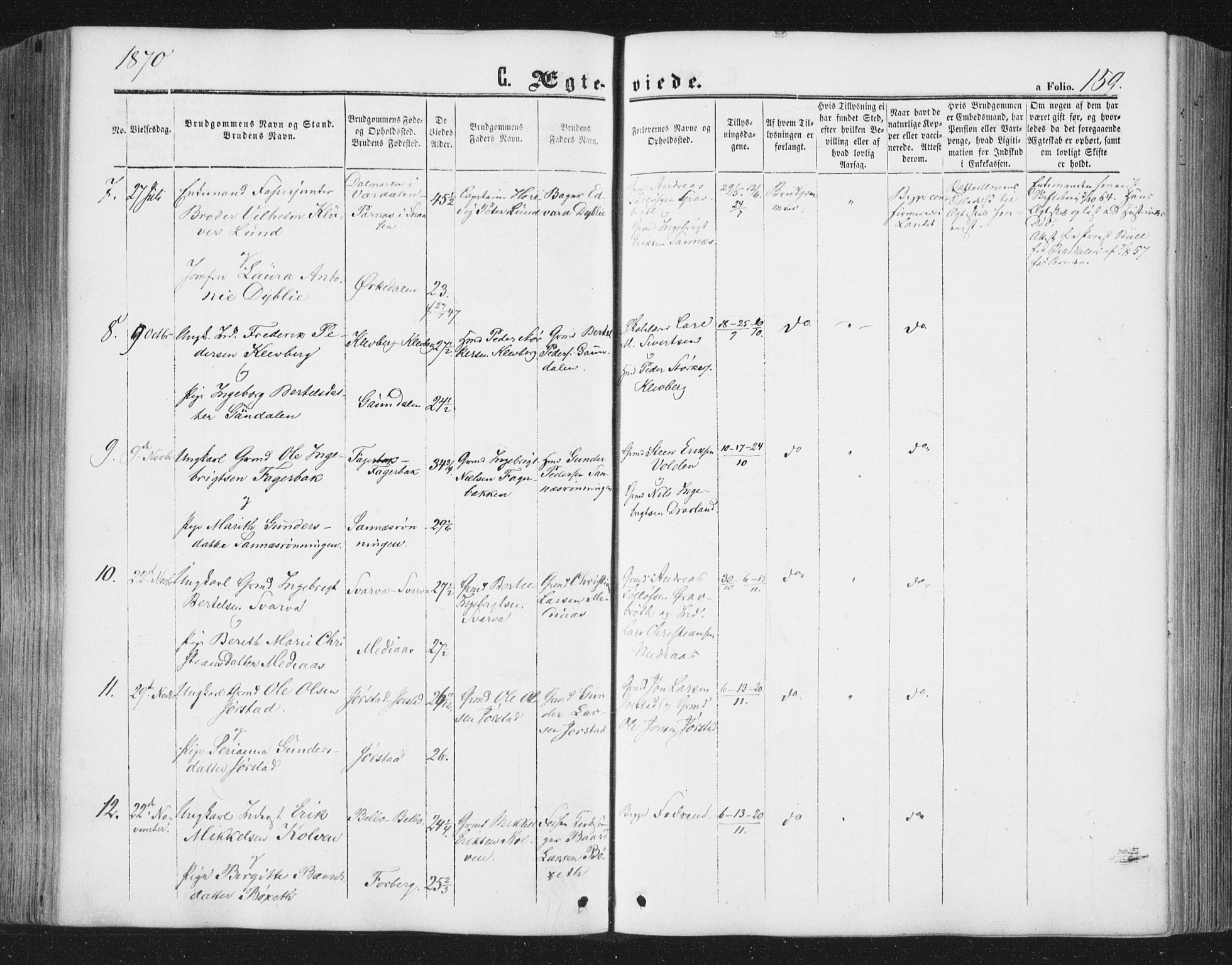 Ministerialprotokoller, klokkerbøker og fødselsregistre - Nord-Trøndelag, SAT/A-1458/749/L0472: Parish register (official) no. 749A06, 1857-1873, p. 159
