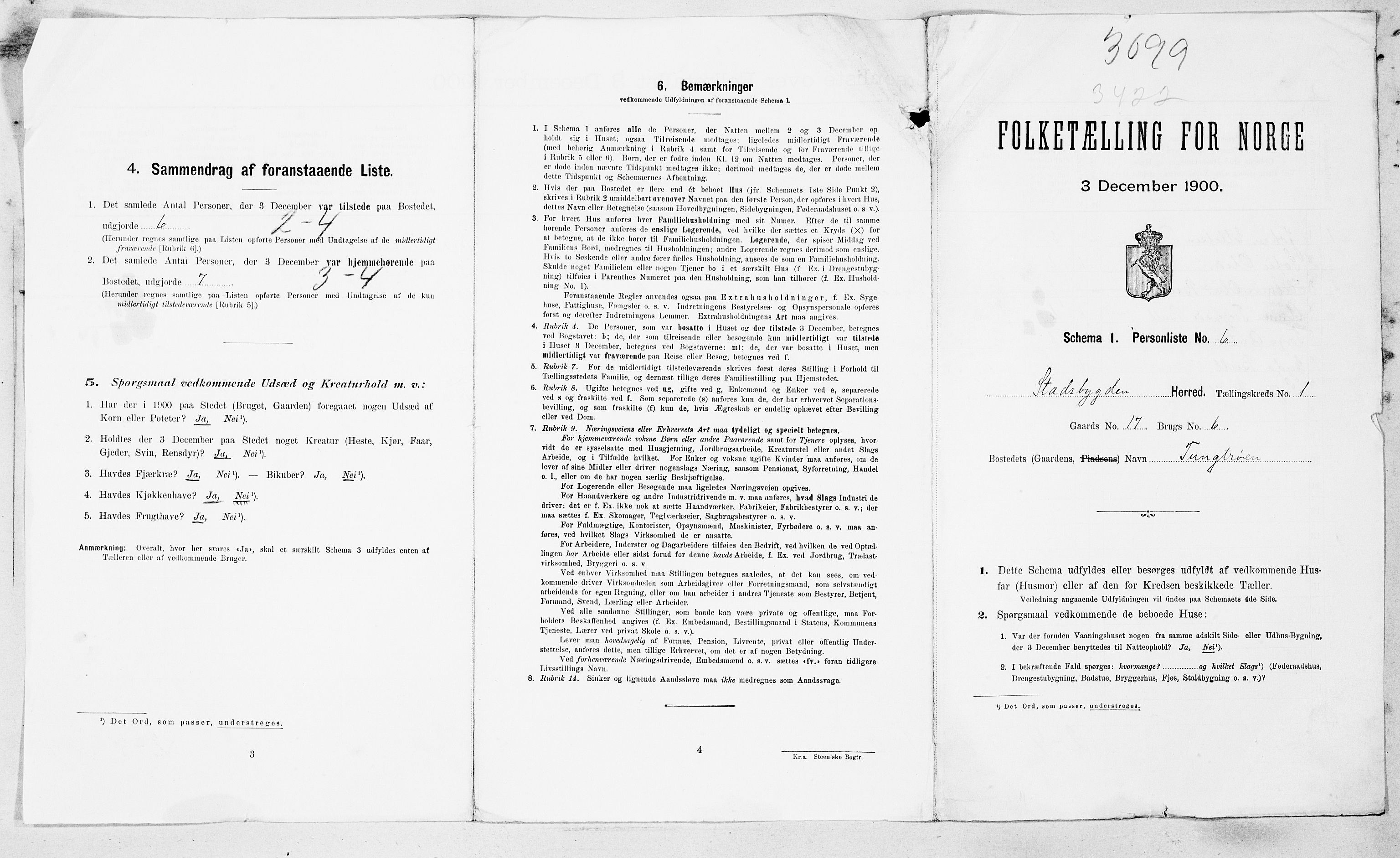 SAT, 1900 census for Stadsbygd, 1900, p. 16