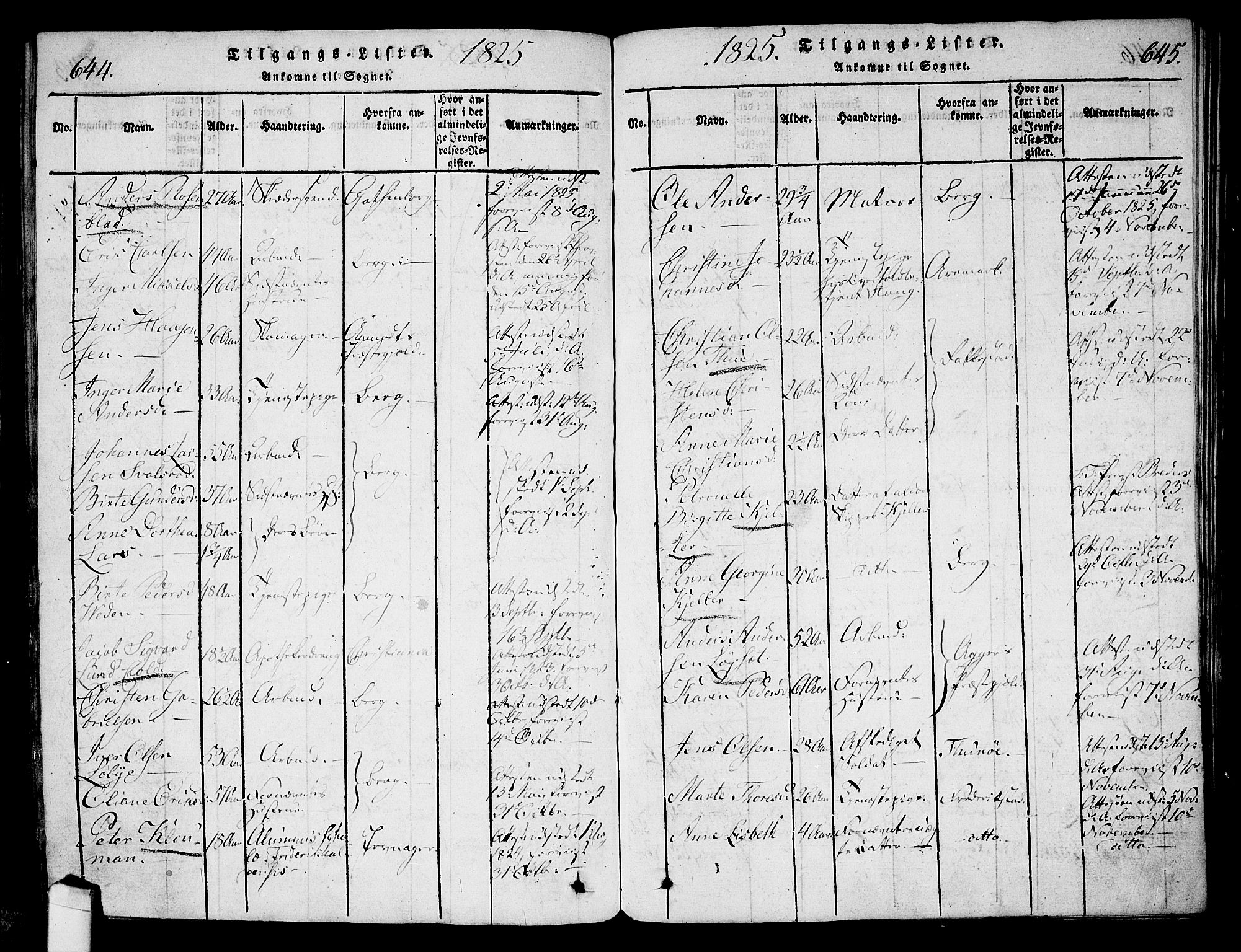 Halden prestekontor Kirkebøker, AV/SAO-A-10909/G/Ga/L0001: Parish register (copy) no. 1, 1815-1833, p. 644-645