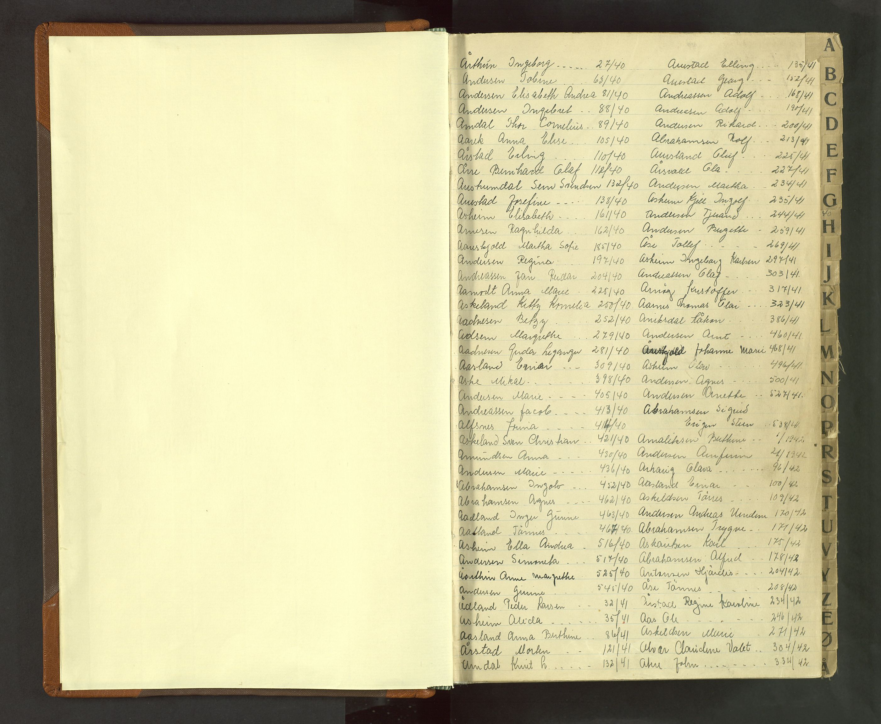 Stavanger skifteforvalter, AV/SAST-A-101412/001/5/52/52B/L0010: Dødsfallsprotokoll, 1939-1943