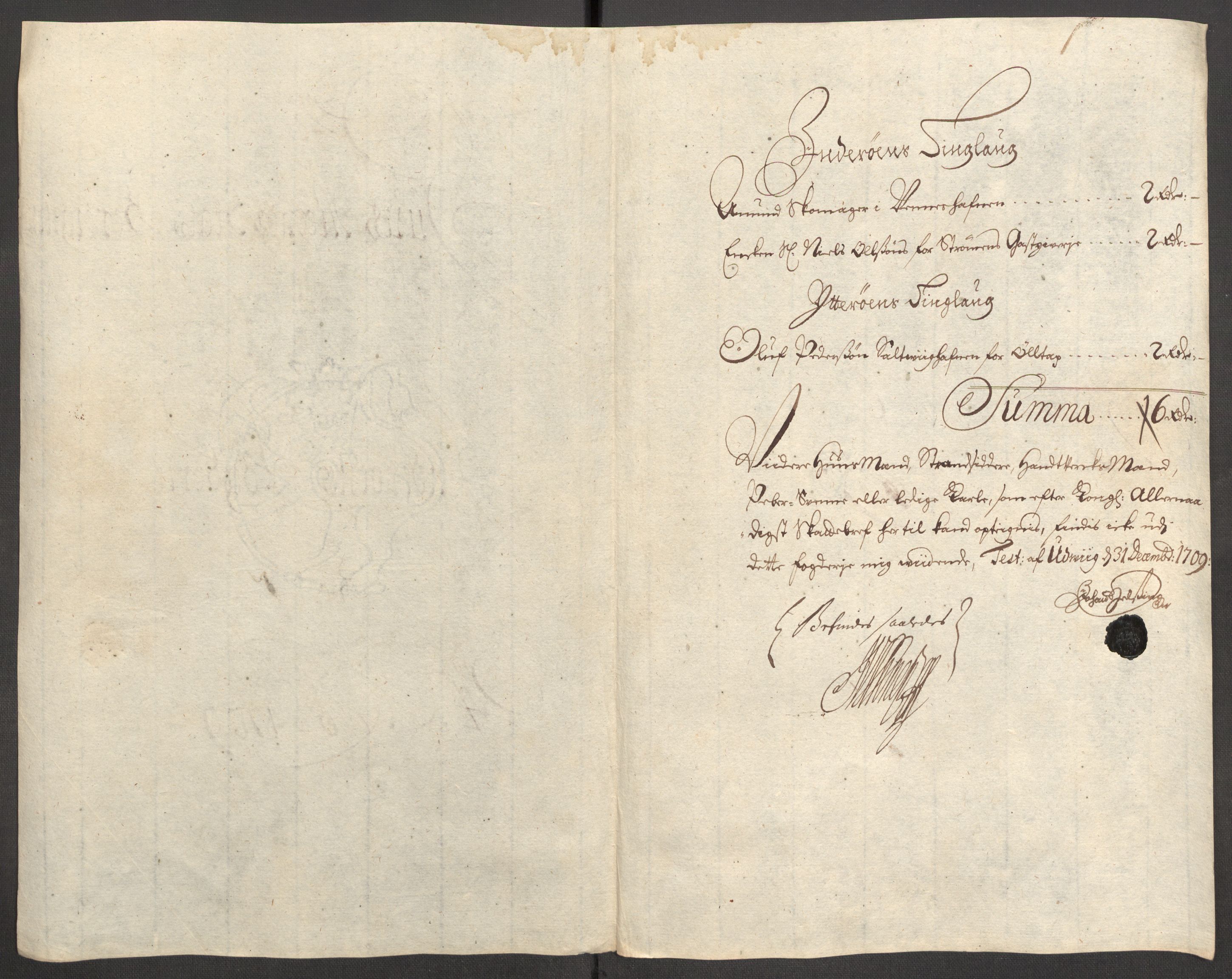 Rentekammeret inntil 1814, Reviderte regnskaper, Fogderegnskap, RA/EA-4092/R63/L4317: Fogderegnskap Inderøy, 1709, p. 139