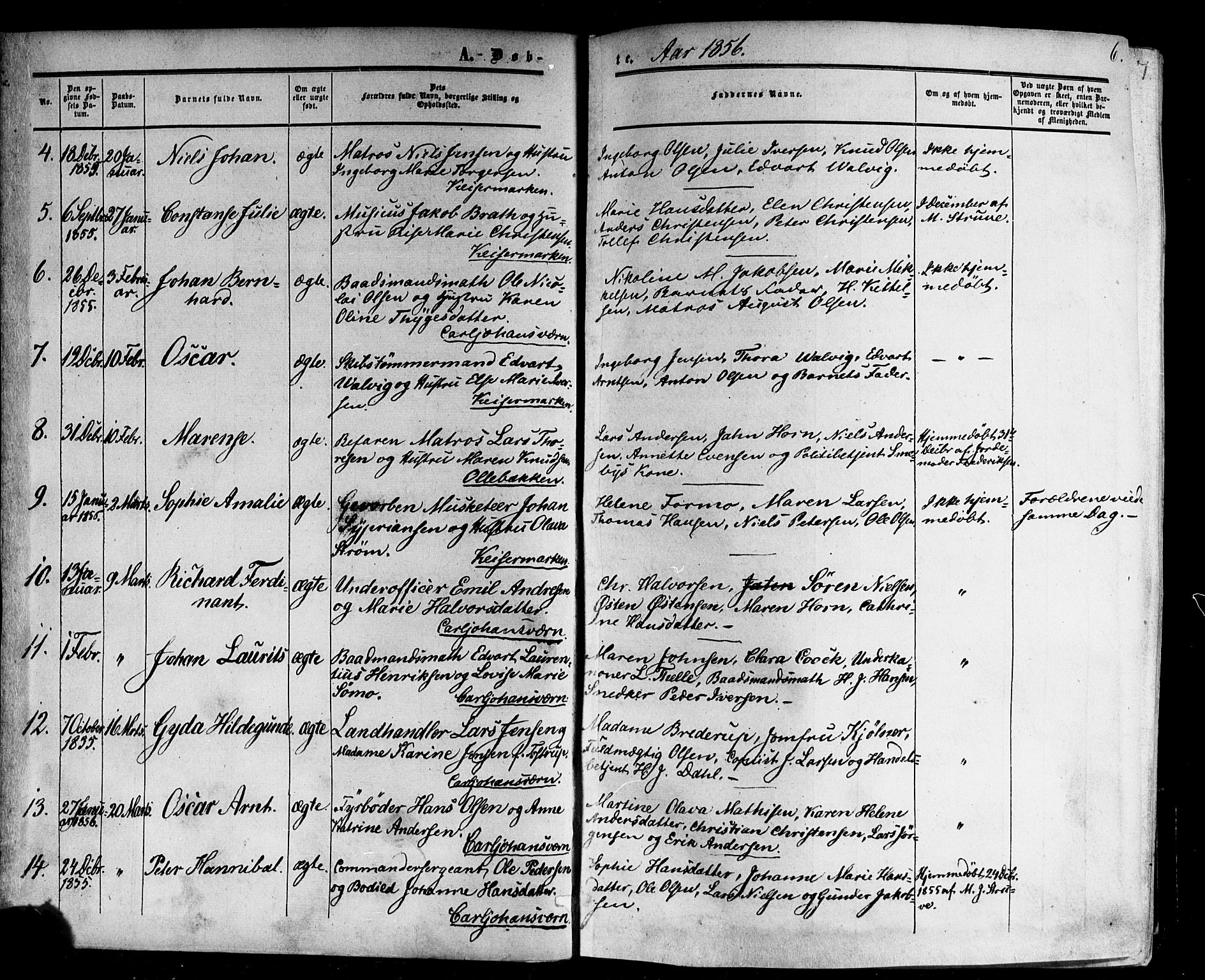 Horten kirkebøker, SAKO/A-348/F/Fa/L0001: Parish register (official) no. 1, 1855-1871, p. 6