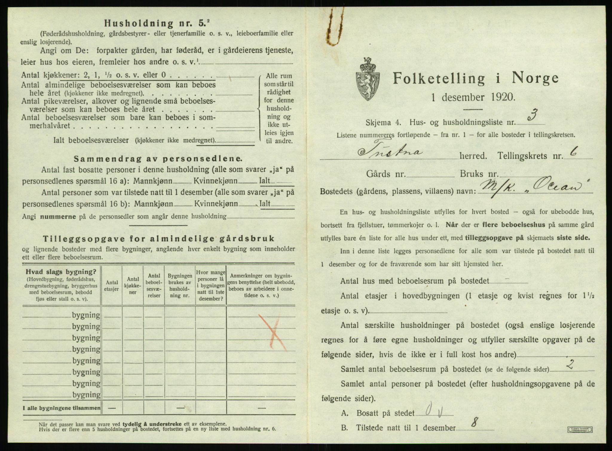 SAT, 1920 census for Tustna, 1920, p. 395