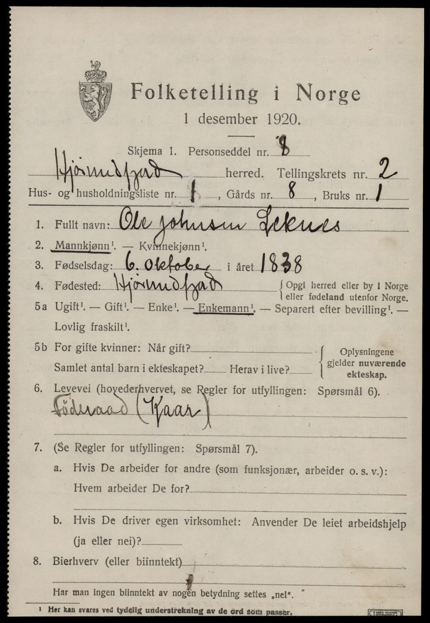 SAT, 1920 census for Hjørundfjord, 1920, p. 761