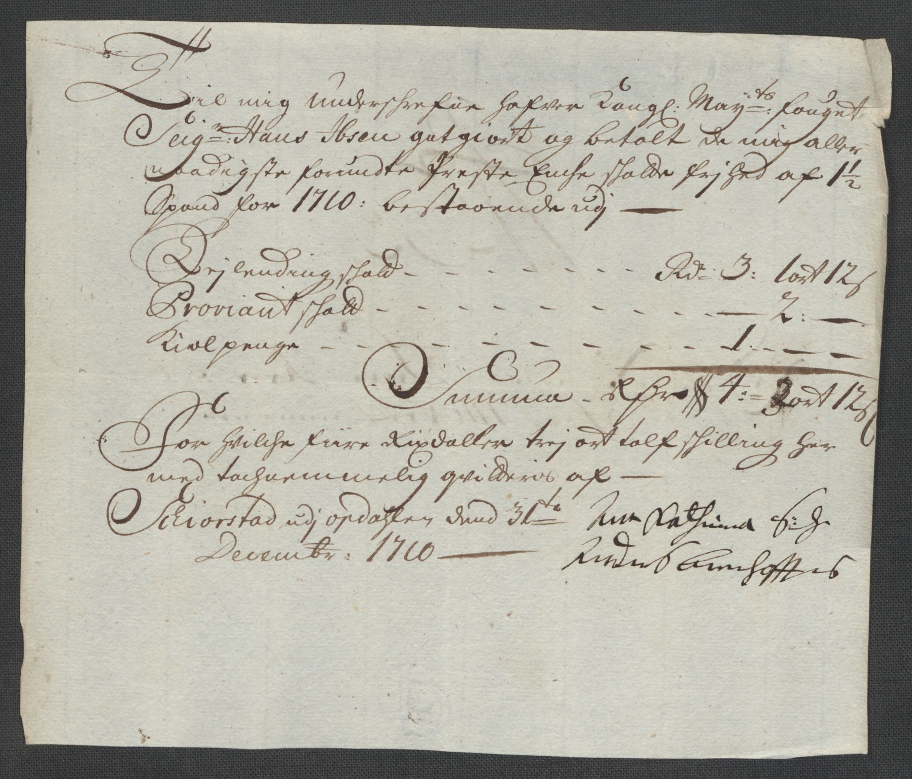 Rentekammeret inntil 1814, Reviderte regnskaper, Fogderegnskap, RA/EA-4092/R60/L3960: Fogderegnskap Orkdal og Gauldal, 1710, p. 334