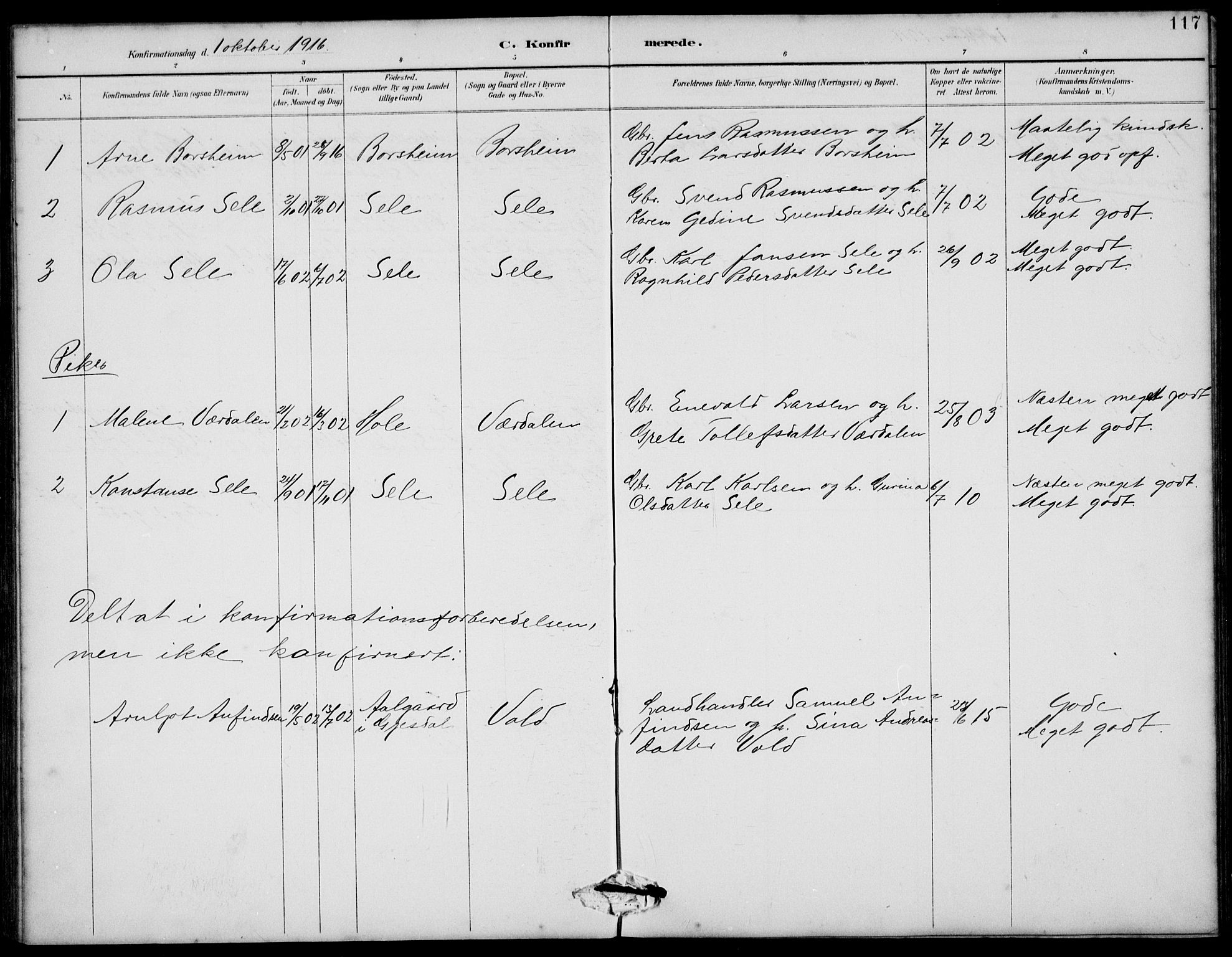Klepp sokneprestkontor, AV/SAST-A-101803/001/3/30BB/L0006: Parish register (copy) no. B 6, 1889-1936, p. 117