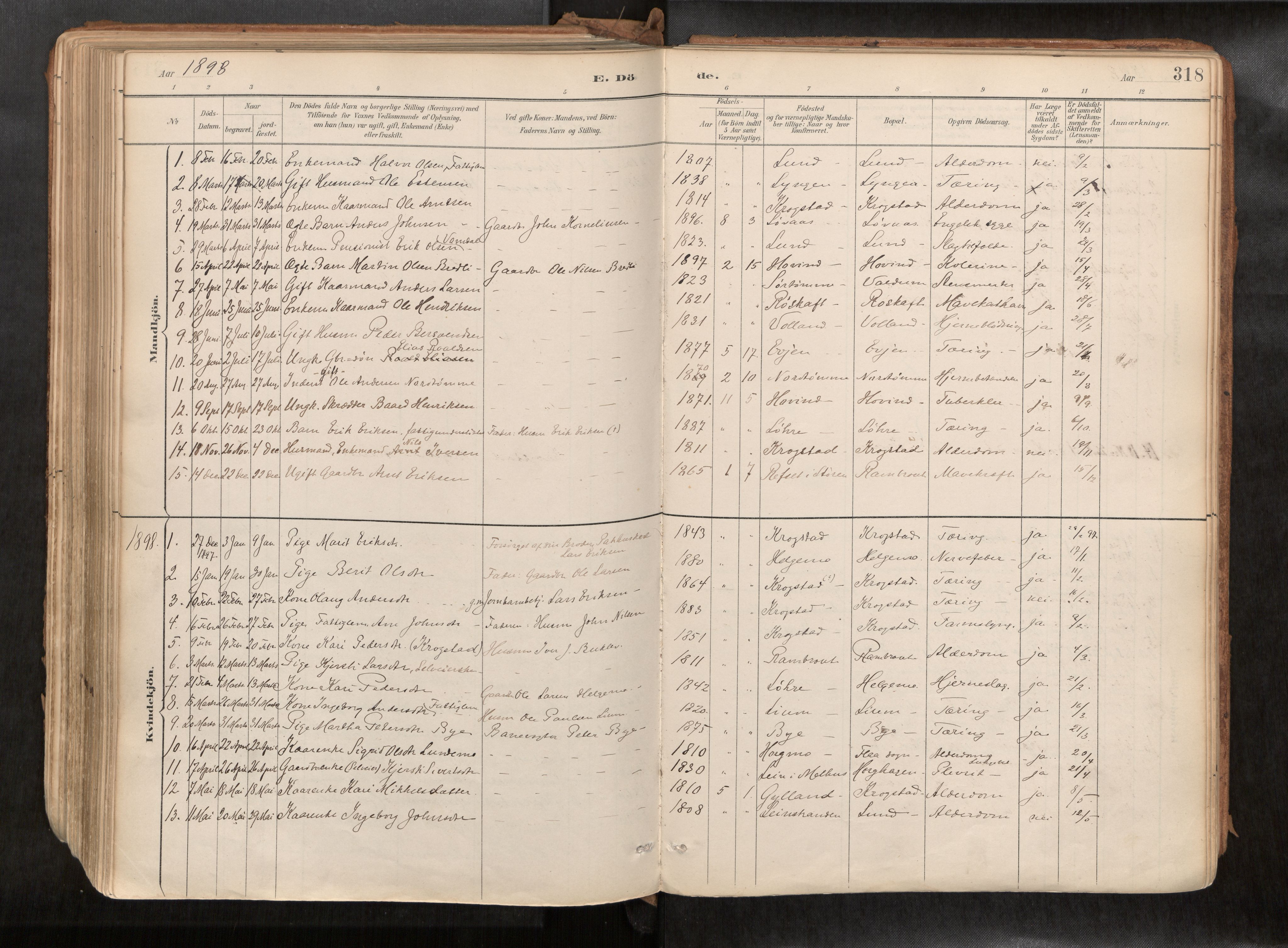 Ministerialprotokoller, klokkerbøker og fødselsregistre - Sør-Trøndelag, AV/SAT-A-1456/692/L1105b: Parish register (official) no. 692A06, 1891-1934, p. 318