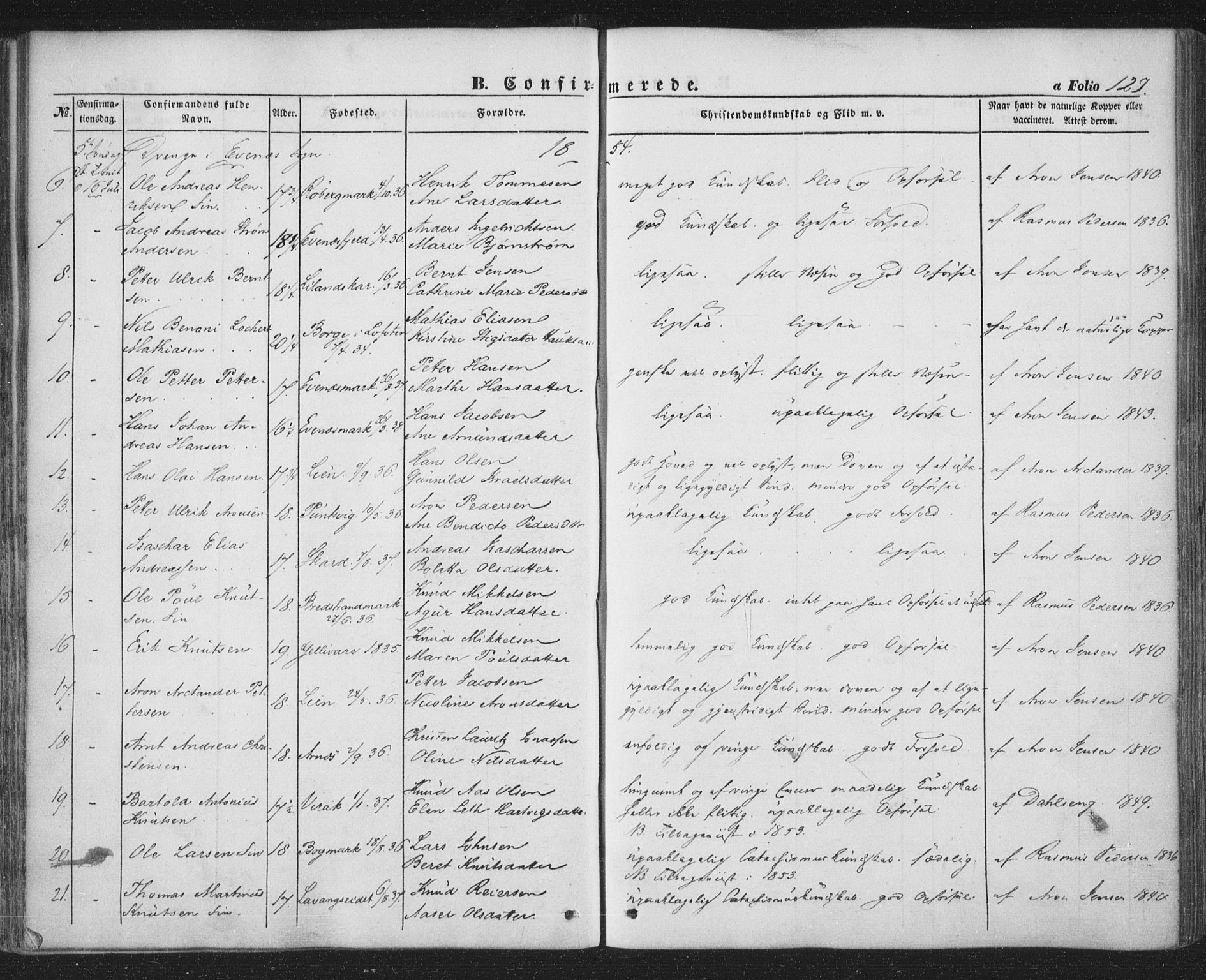 Ministerialprotokoller, klokkerbøker og fødselsregistre - Nordland, AV/SAT-A-1459/863/L0895: Parish register (official) no. 863A07, 1851-1860, p. 127