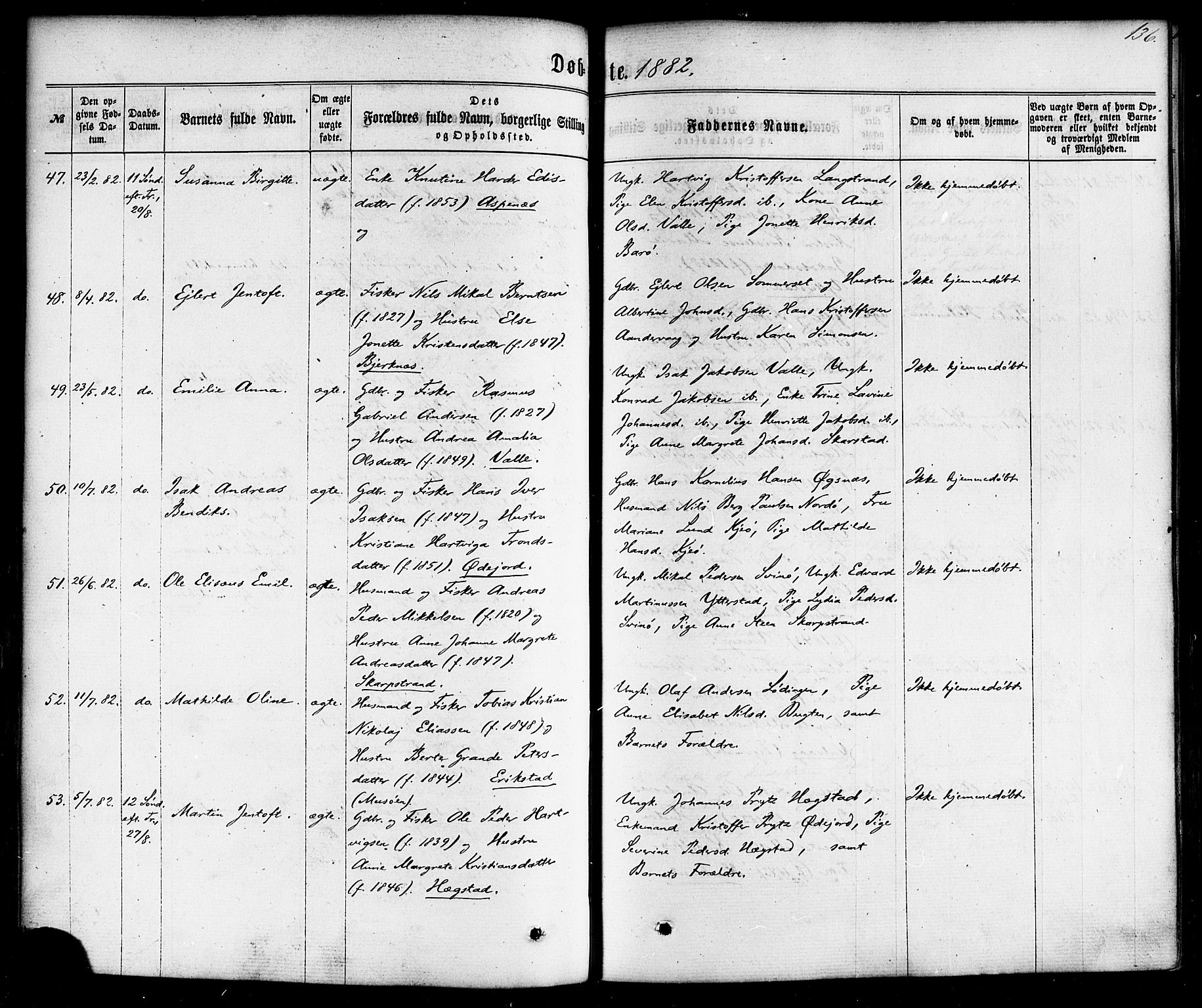 Ministerialprotokoller, klokkerbøker og fødselsregistre - Nordland, AV/SAT-A-1459/872/L1034: Parish register (official) no. 872A09, 1864-1884, p. 136