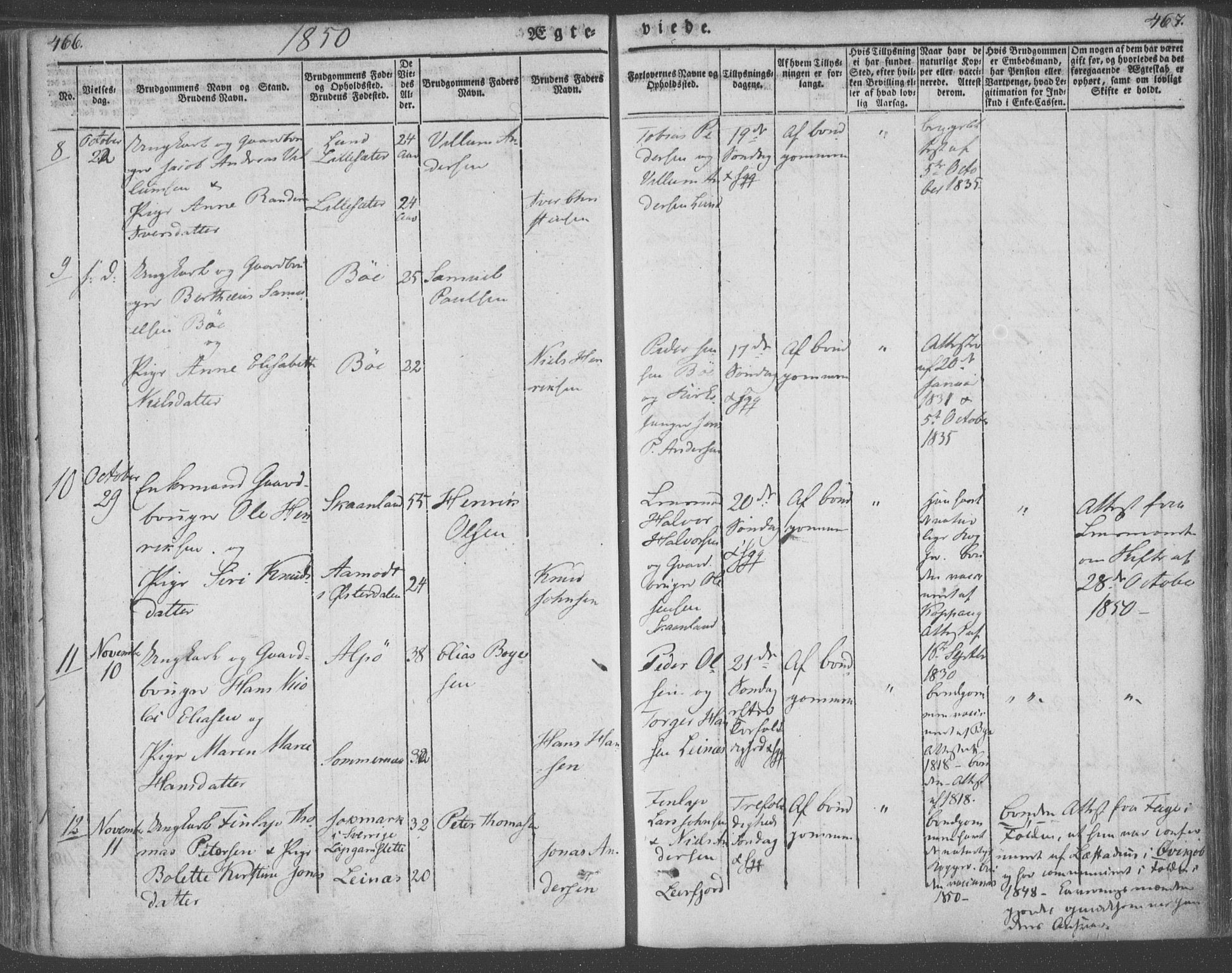 Ministerialprotokoller, klokkerbøker og fødselsregistre - Nordland, AV/SAT-A-1459/855/L0799: Parish register (official) no. 855A07, 1834-1852, p. 466-467