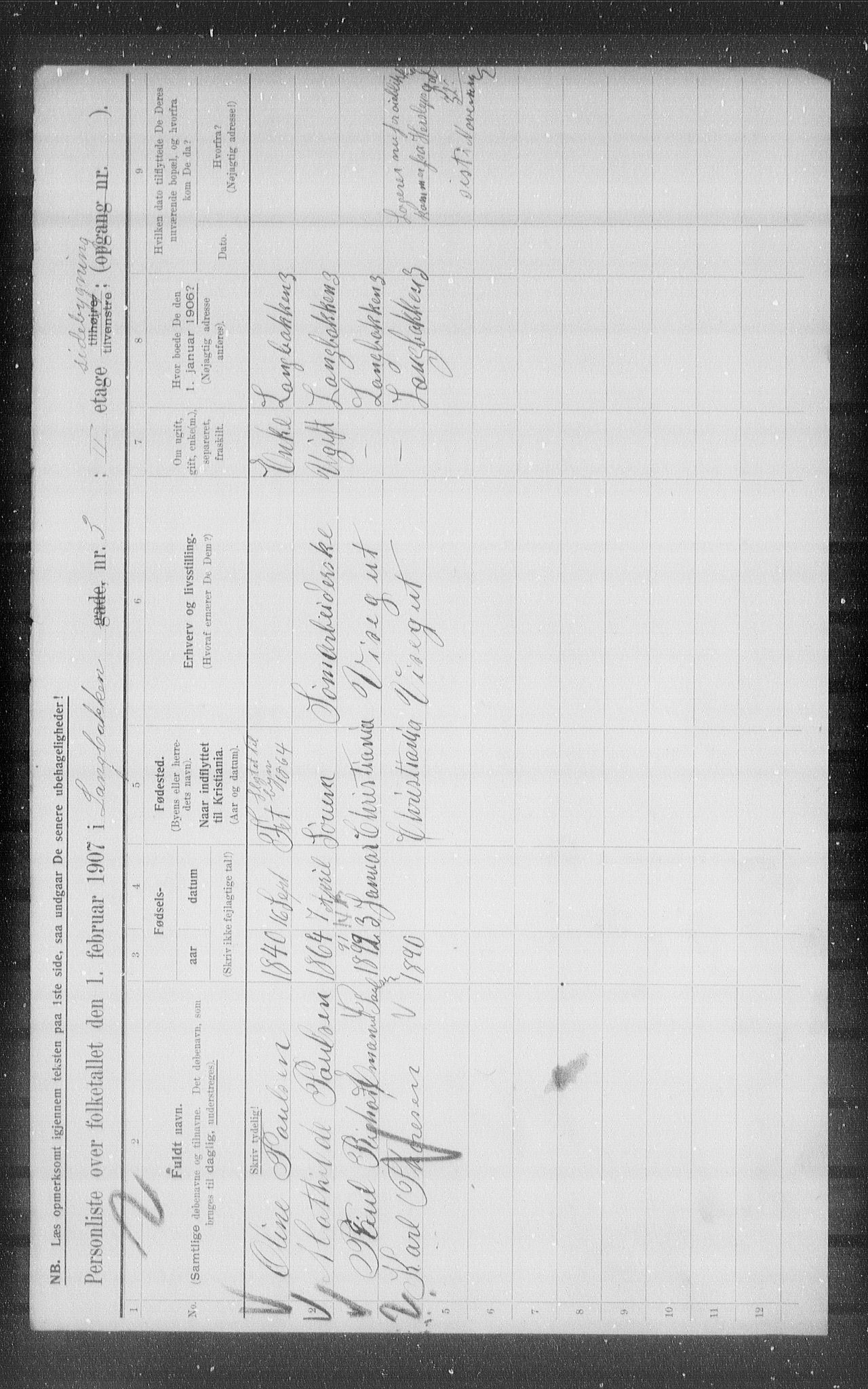 OBA, Municipal Census 1907 for Kristiania, 1907, p. 28731