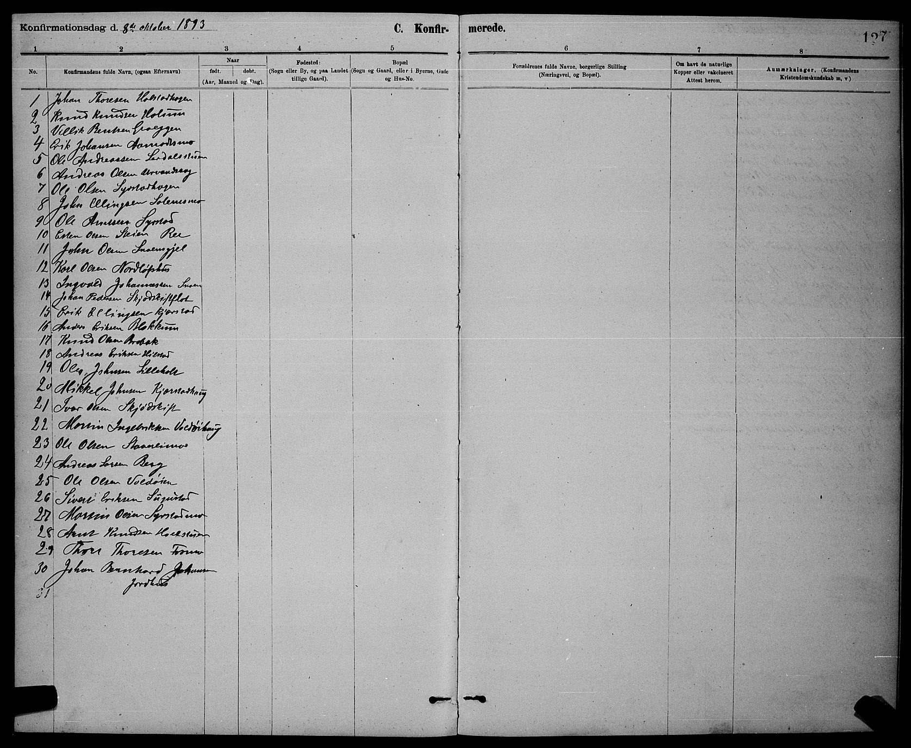 Ministerialprotokoller, klokkerbøker og fødselsregistre - Sør-Trøndelag, SAT/A-1456/672/L0863: Parish register (copy) no. 672C02, 1888-1901, p. 127