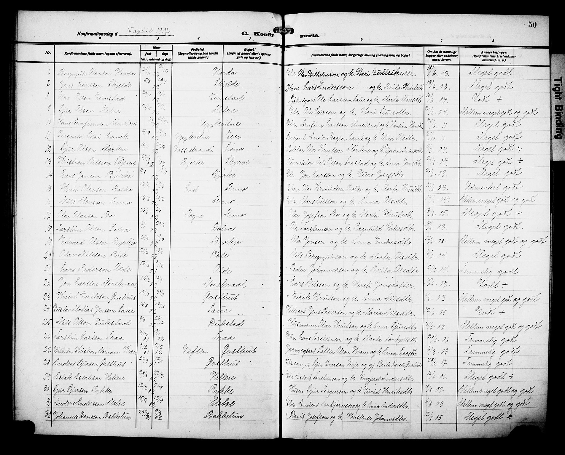 Voss sokneprestembete, SAB/A-79001/H/Hab: Parish register (copy) no. D 2, 1910-1931, p. 50