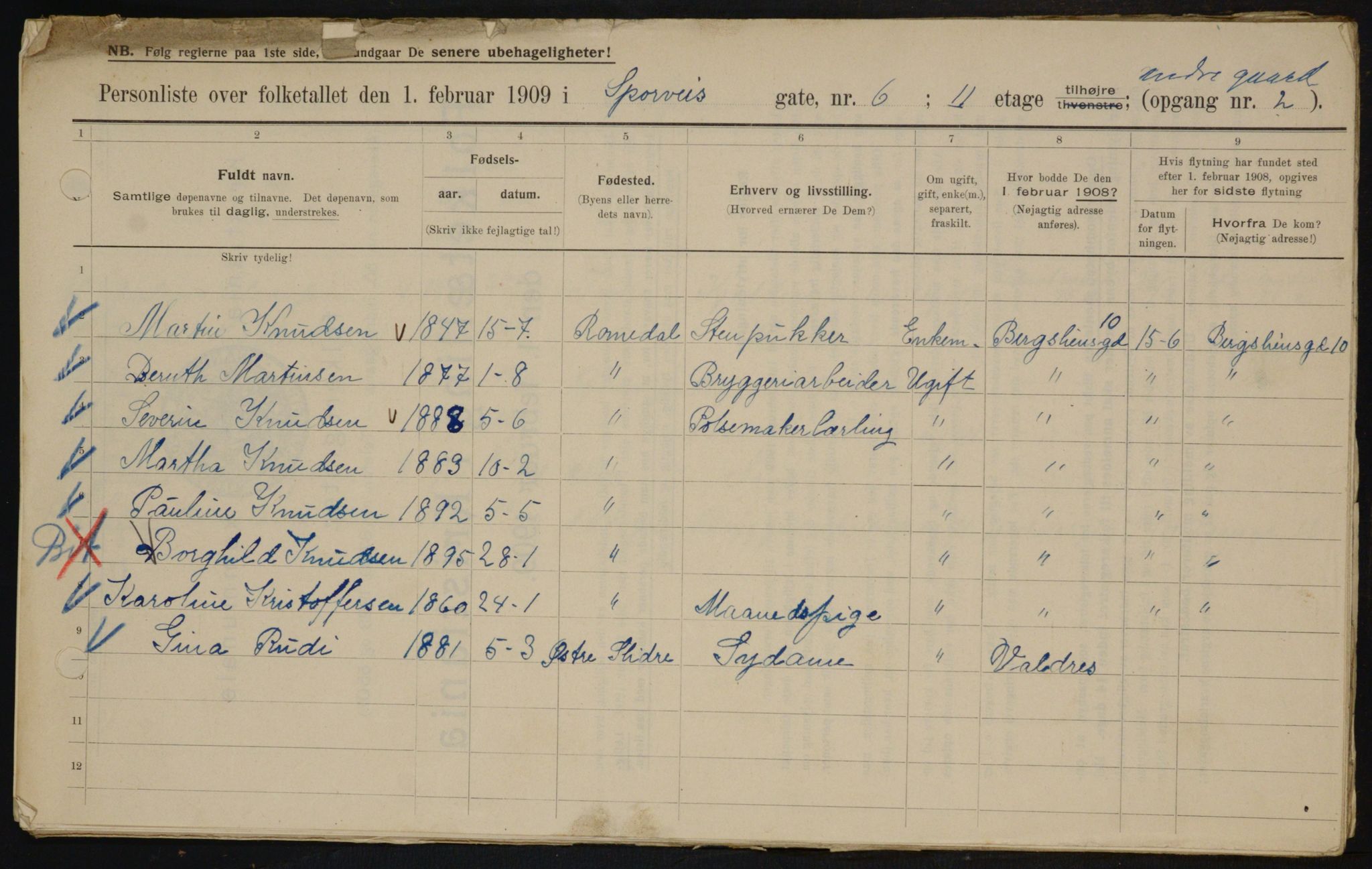 OBA, Municipal Census 1909 for Kristiania, 1909, p. 90999