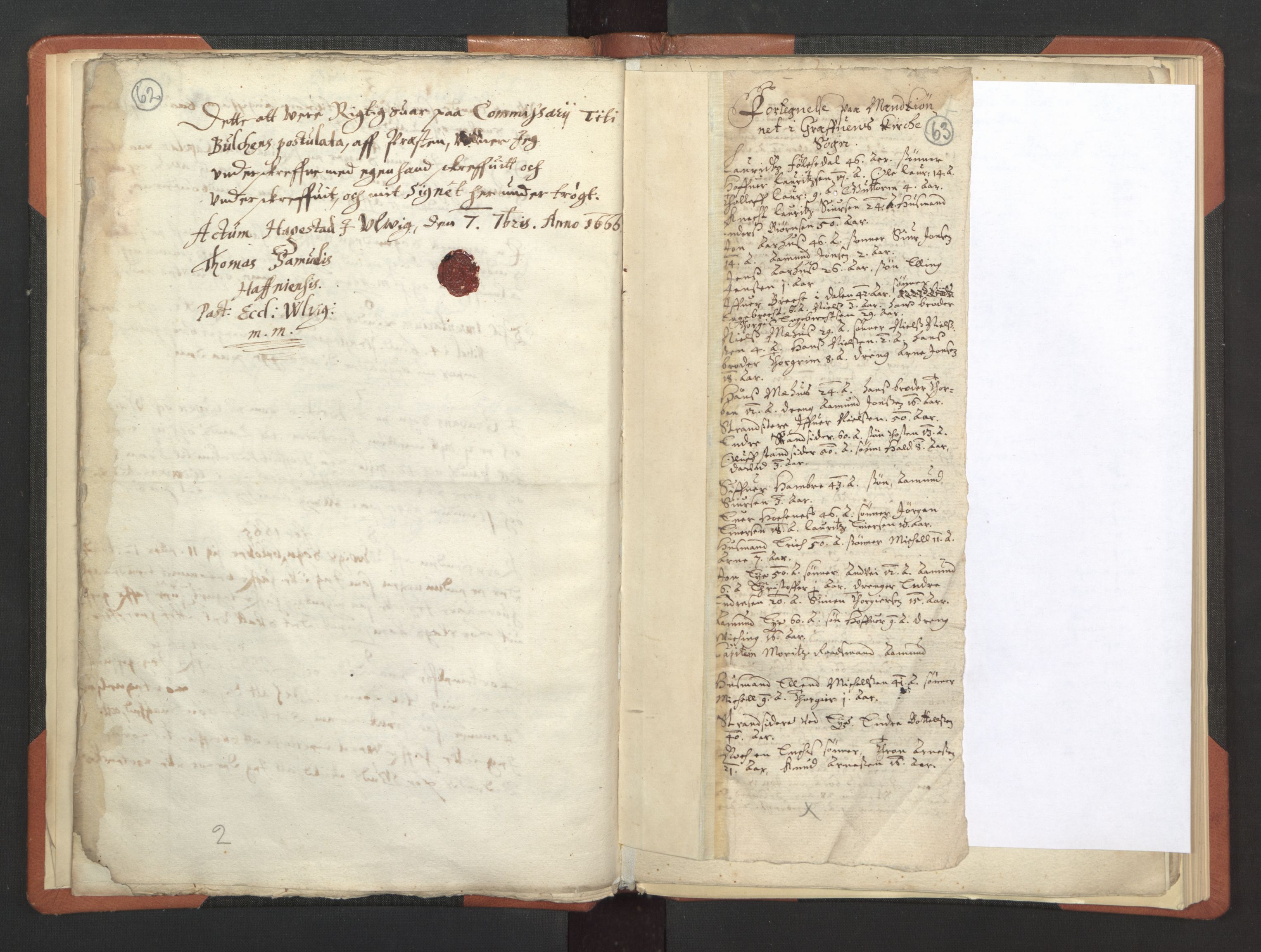 RA, Vicar's Census 1664-1666, no. 21: Hardanger deanery, 1664-1666, p. 62-63