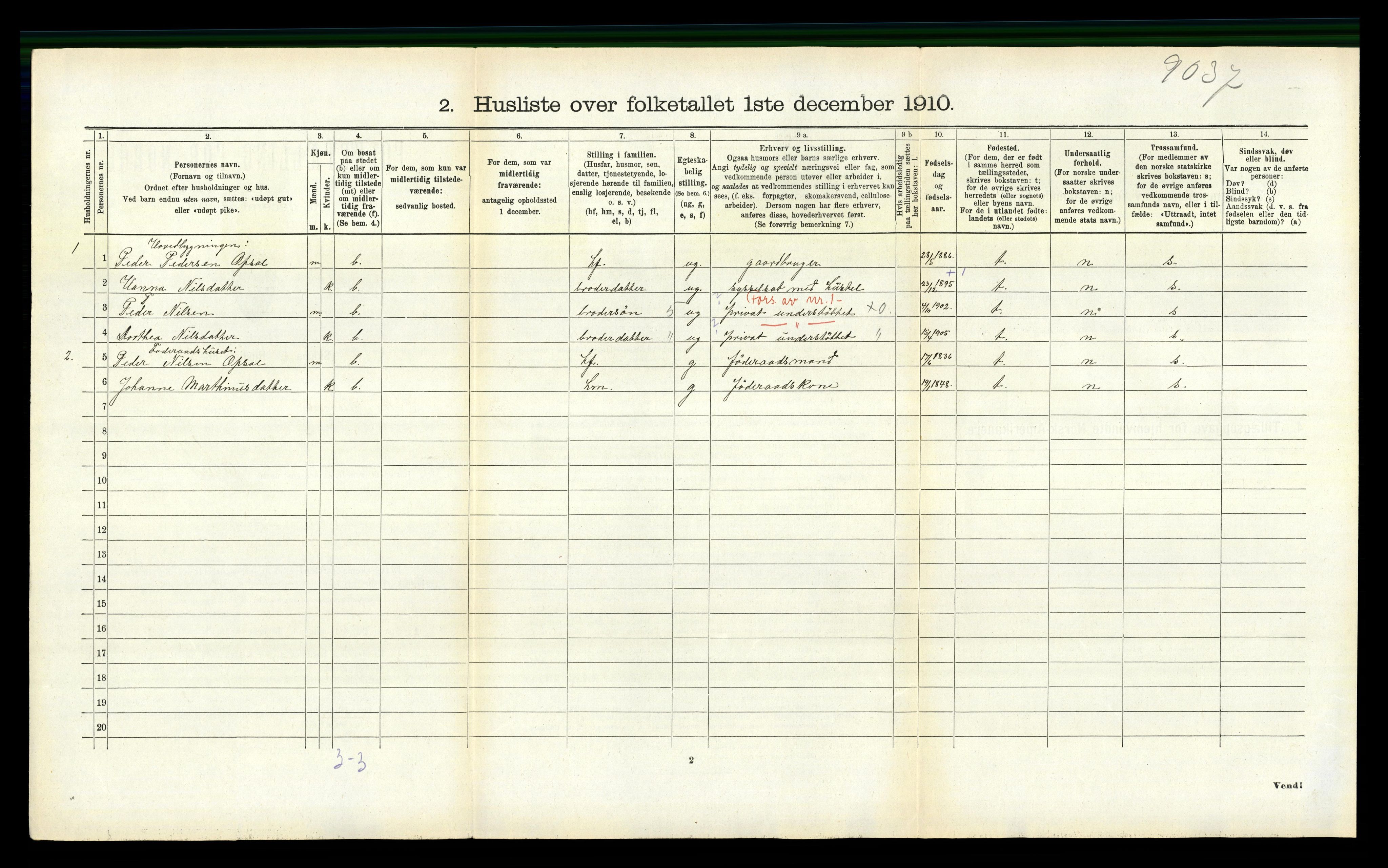 RA, 1910 census for Vanylven, 1910, p. 816