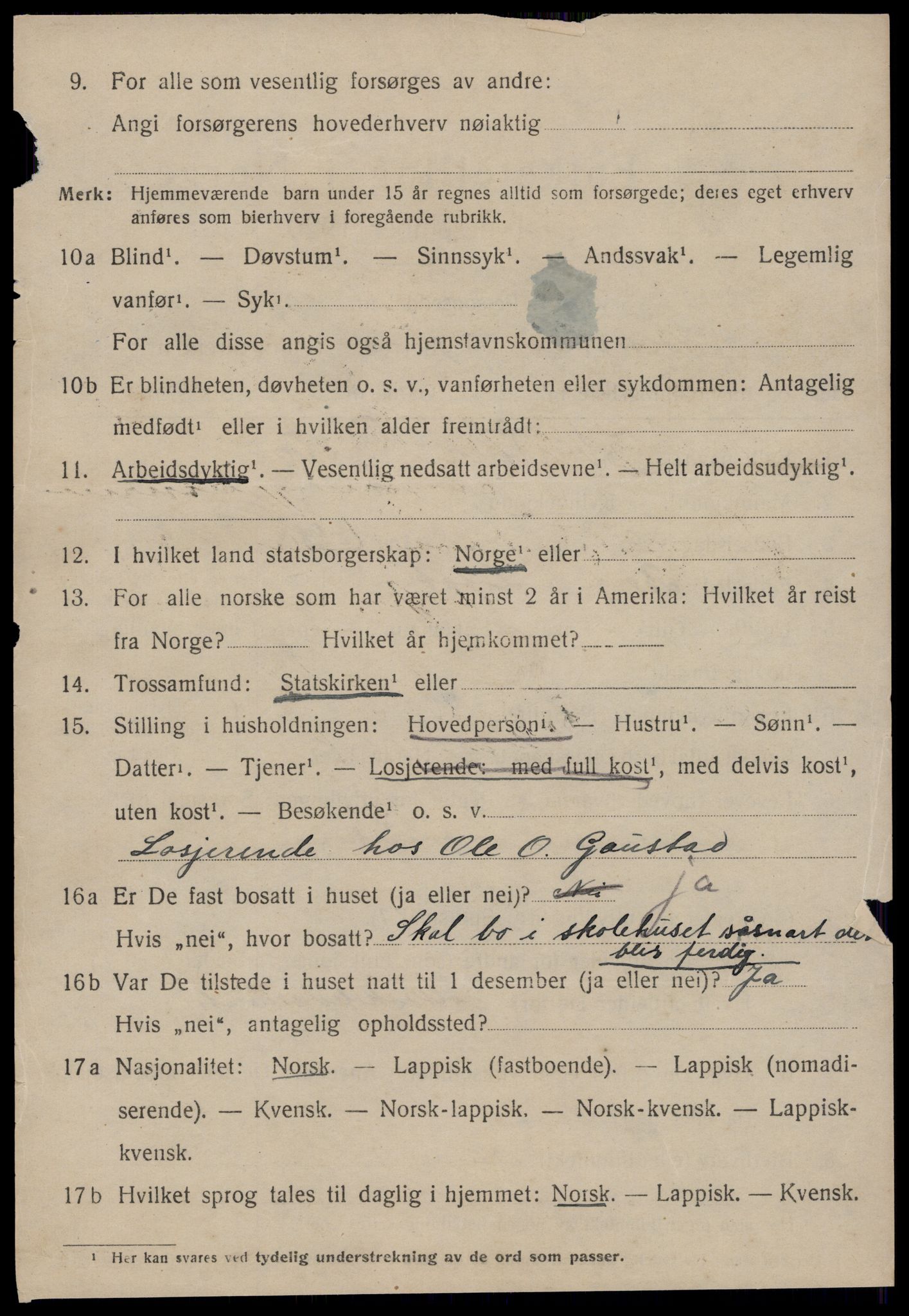 SAT, 1920 census for Kornstad, 1920, p. 3750