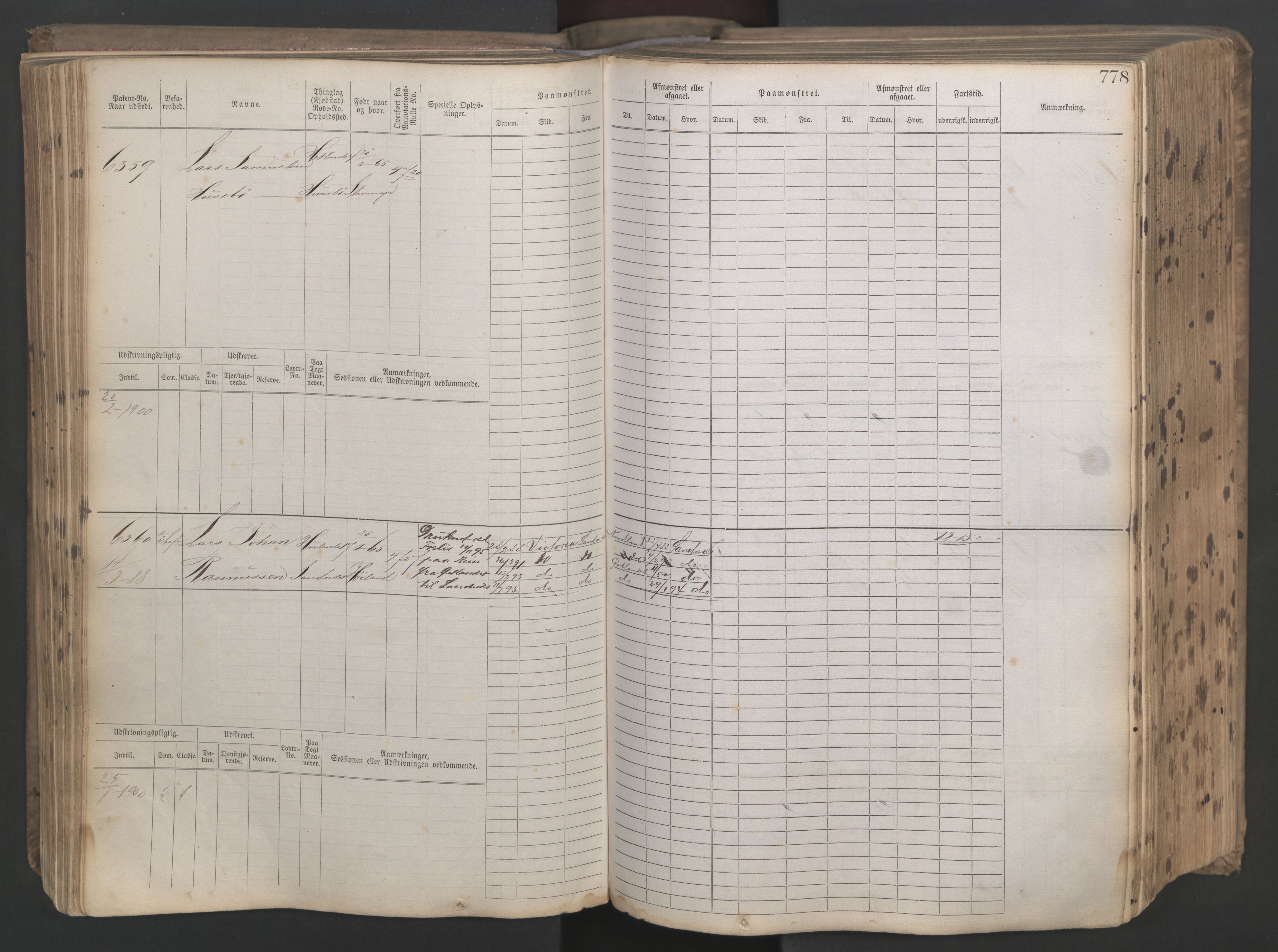 Stavanger sjømannskontor, AV/SAST-A-102006/F/Fb/Fbb/L0021: Sjøfartshovedrulle patnentnr. 6005-7204 (dublett), 1887, p. 182