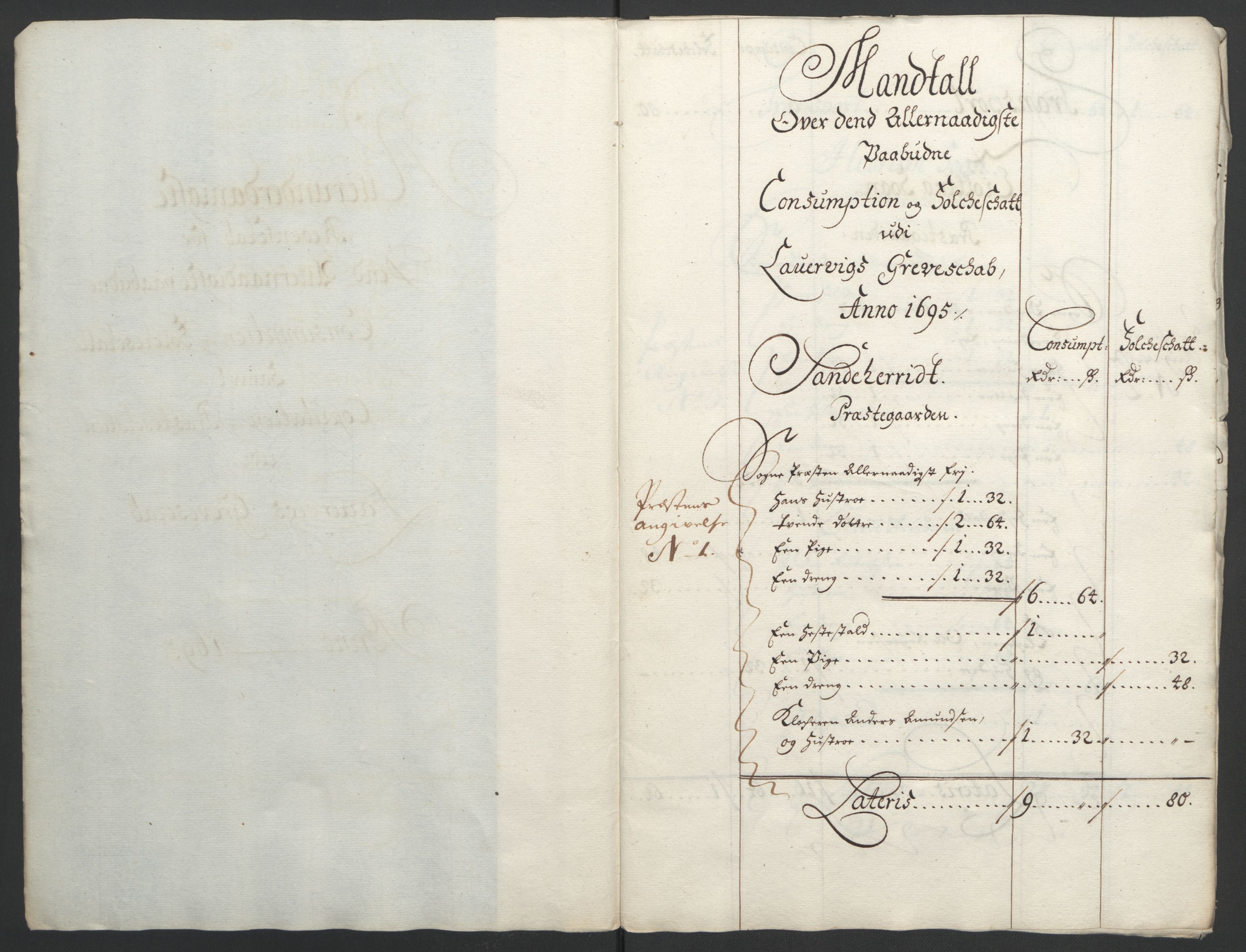 Rentekammeret inntil 1814, Reviderte regnskaper, Fogderegnskap, RA/EA-4092/R33/L1974: Fogderegnskap Larvik grevskap, 1693-1695, p. 278