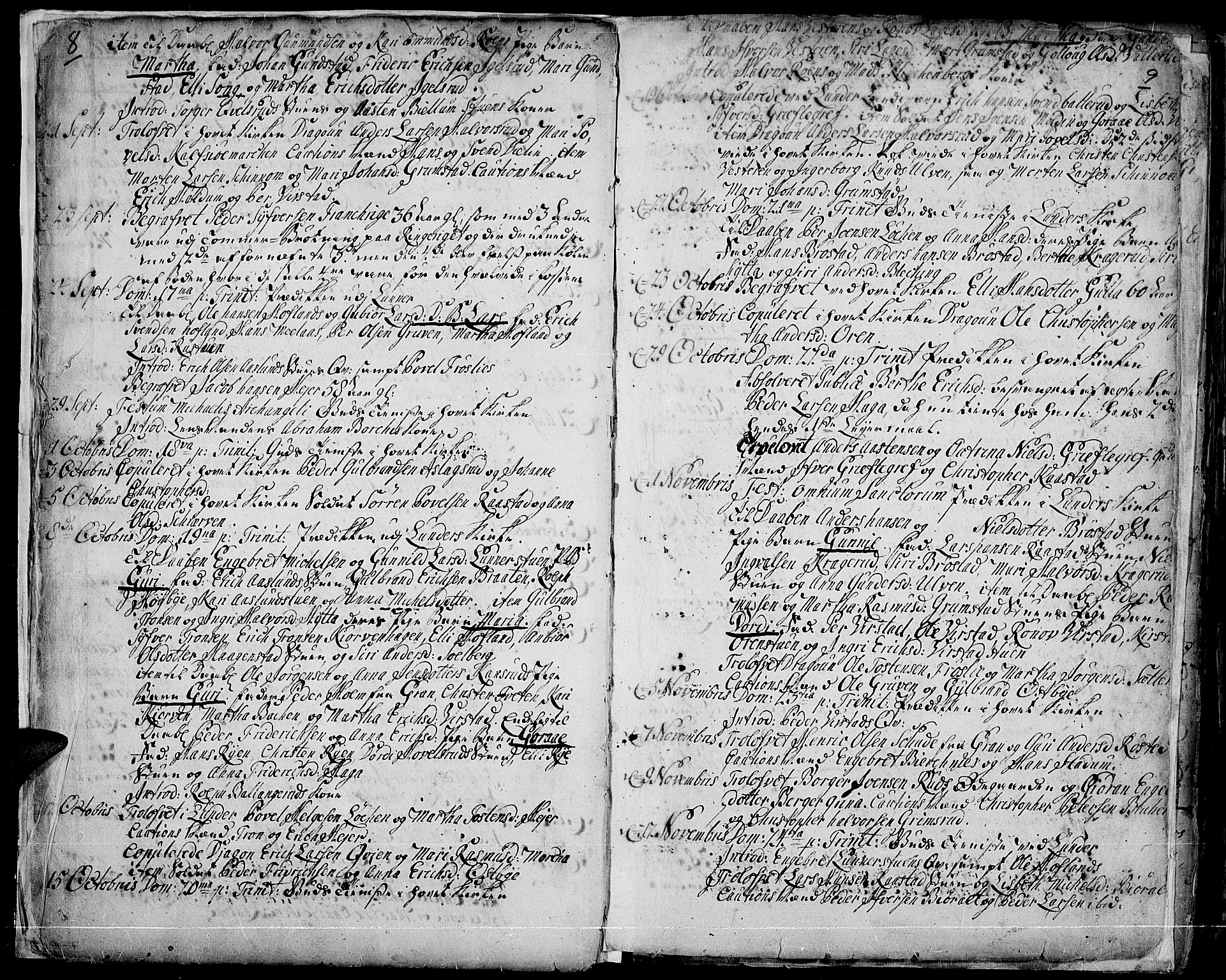 Jevnaker prestekontor, AV/SAH-PREST-116/H/Ha/Haa/L0003: Parish register (official) no. 3, 1752-1799, p. 8-9