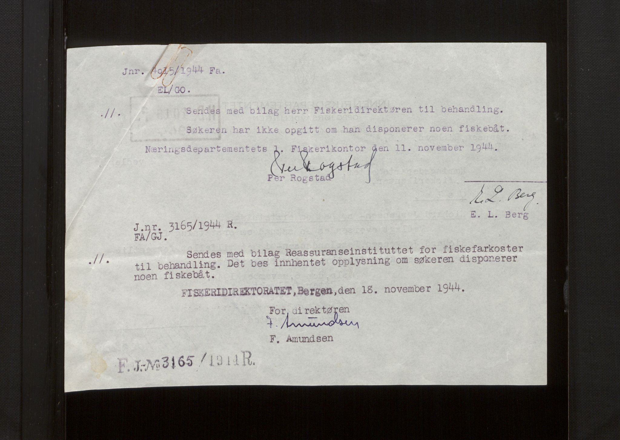 Fiskeridirektoratet - 1 Adm. ledelse - 13 Båtkontoret, AV/SAB-A-2003/La/L0008: Statens krigsforsikring for fiskeflåten, 1936-1971, p. 238