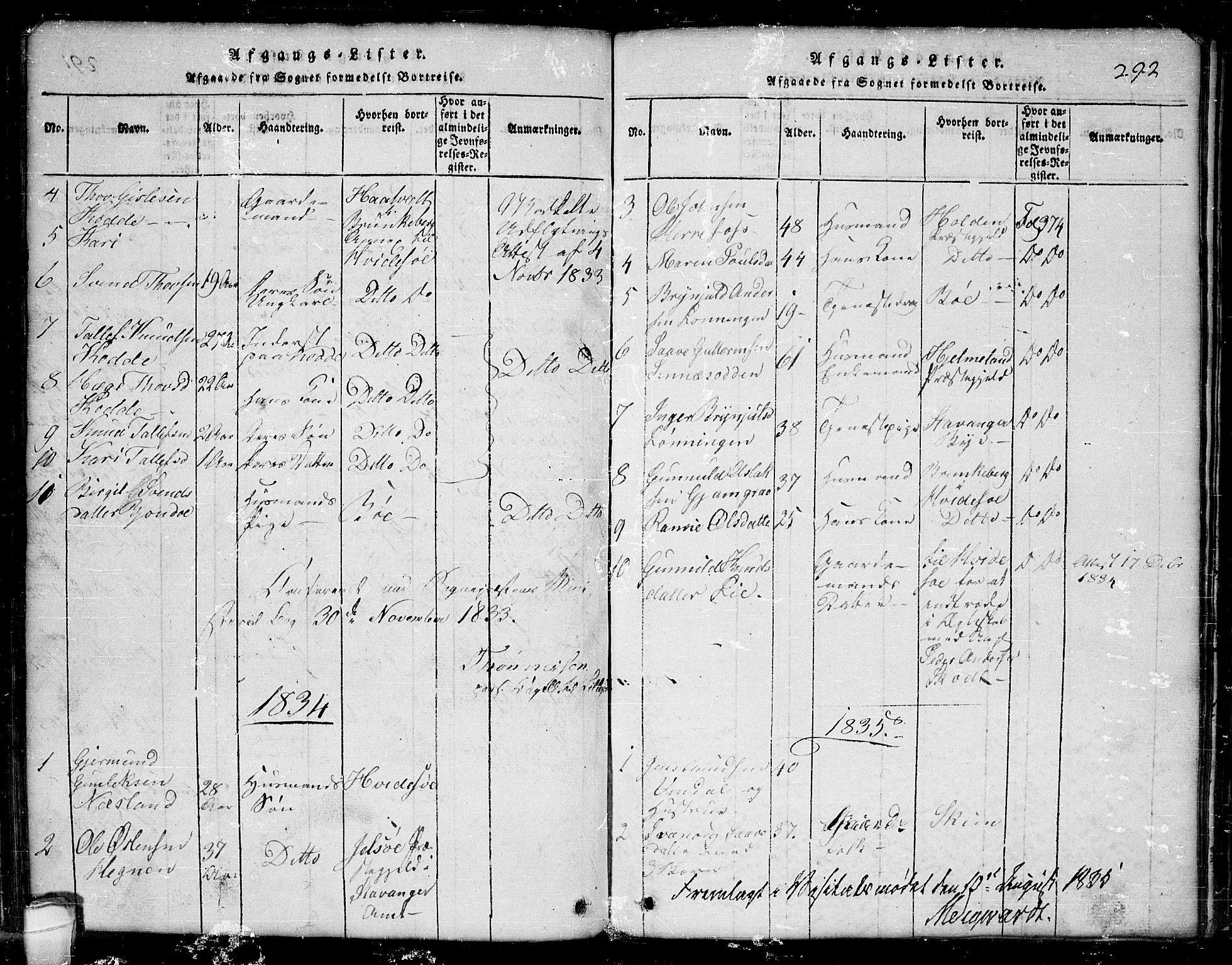 Seljord kirkebøker, SAKO/A-20/G/Ga/L0001: Parish register (copy) no. I 1, 1815-1854, p. 292