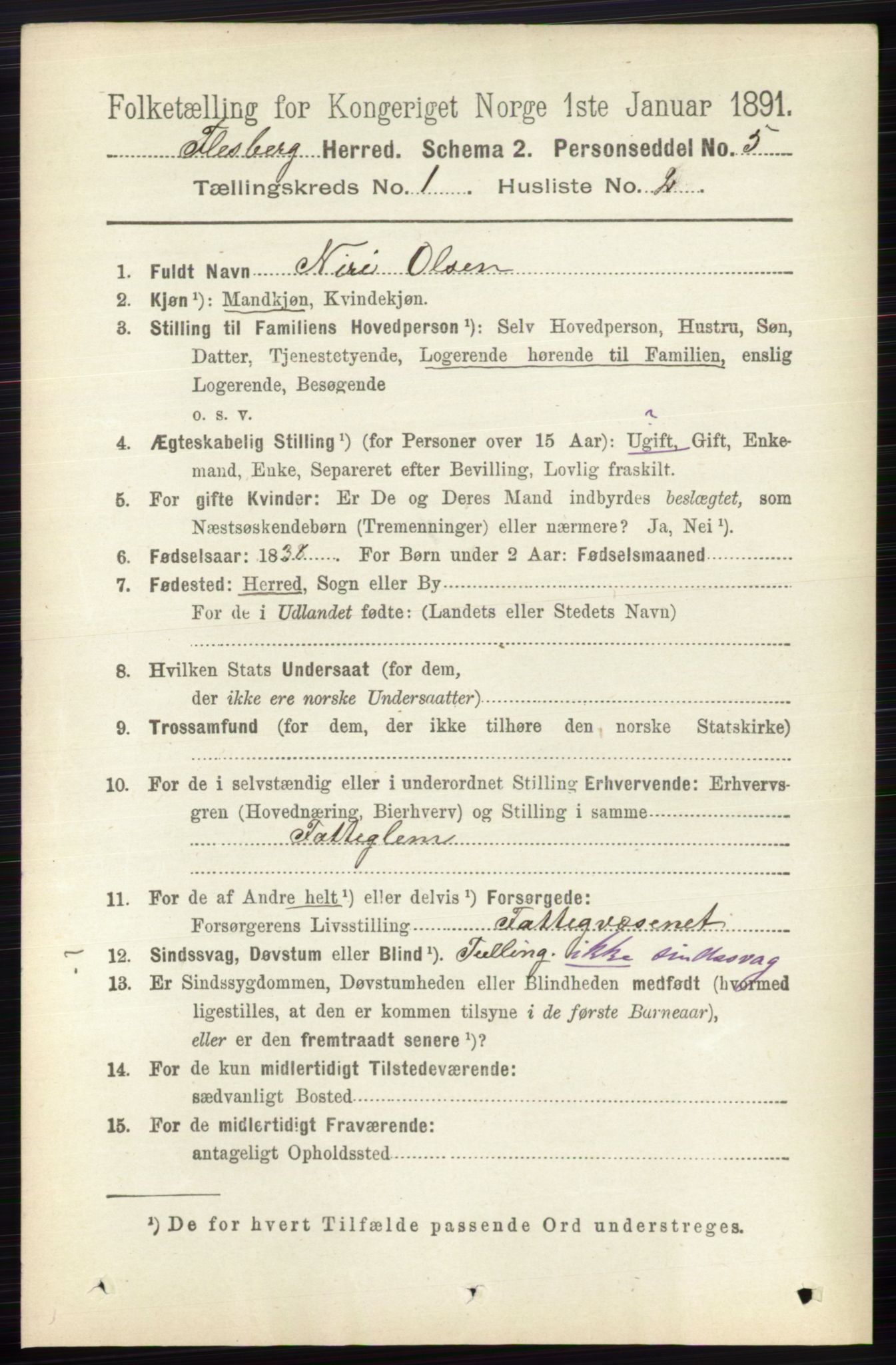 RA, 1891 census for 0631 Flesberg, 1891, p. 83