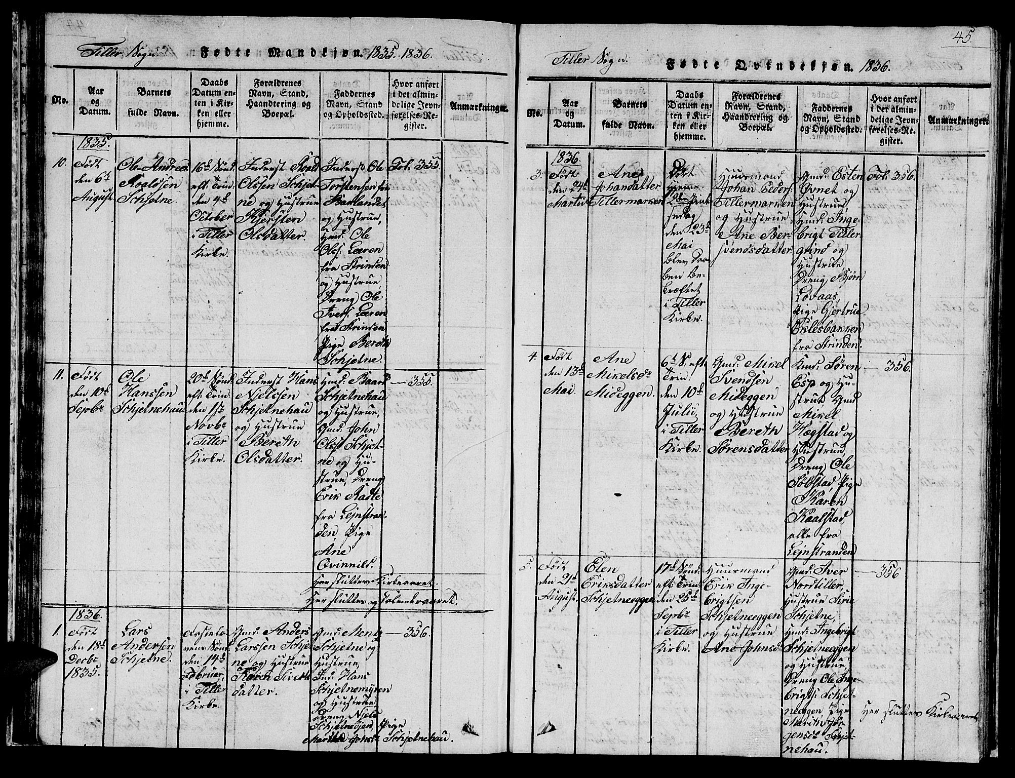 Ministerialprotokoller, klokkerbøker og fødselsregistre - Sør-Trøndelag, SAT/A-1456/621/L0458: Parish register (copy) no. 621C01, 1816-1865, p. 45