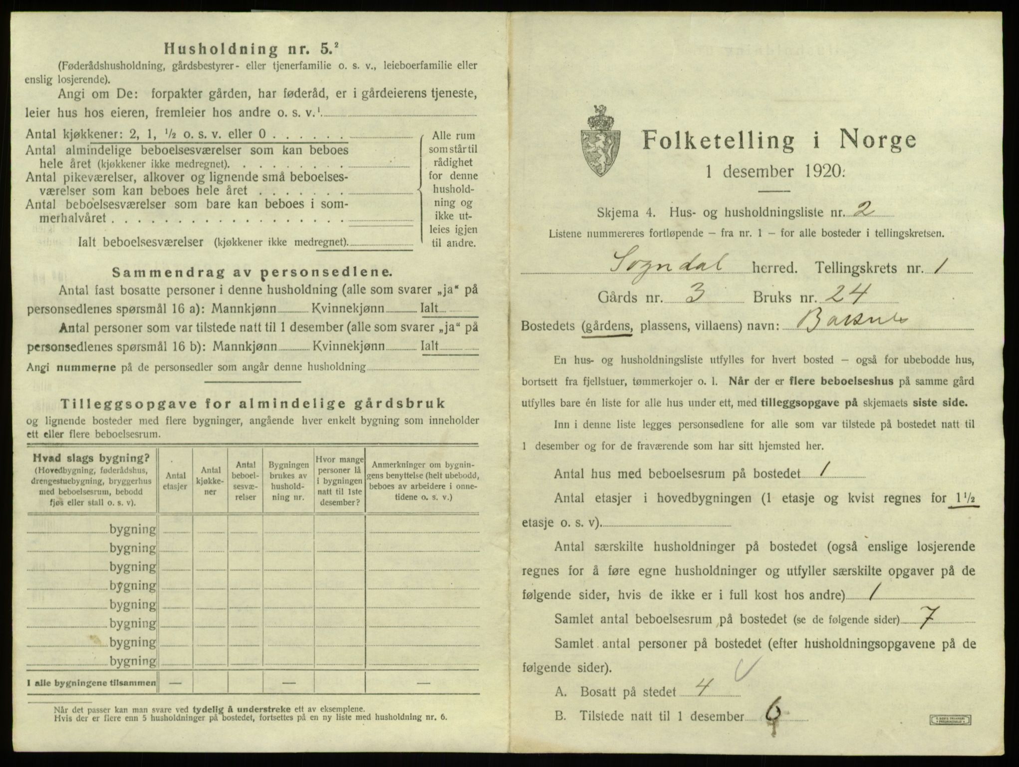 SAB, 1920 census for Sogndal, 1920, p. 77