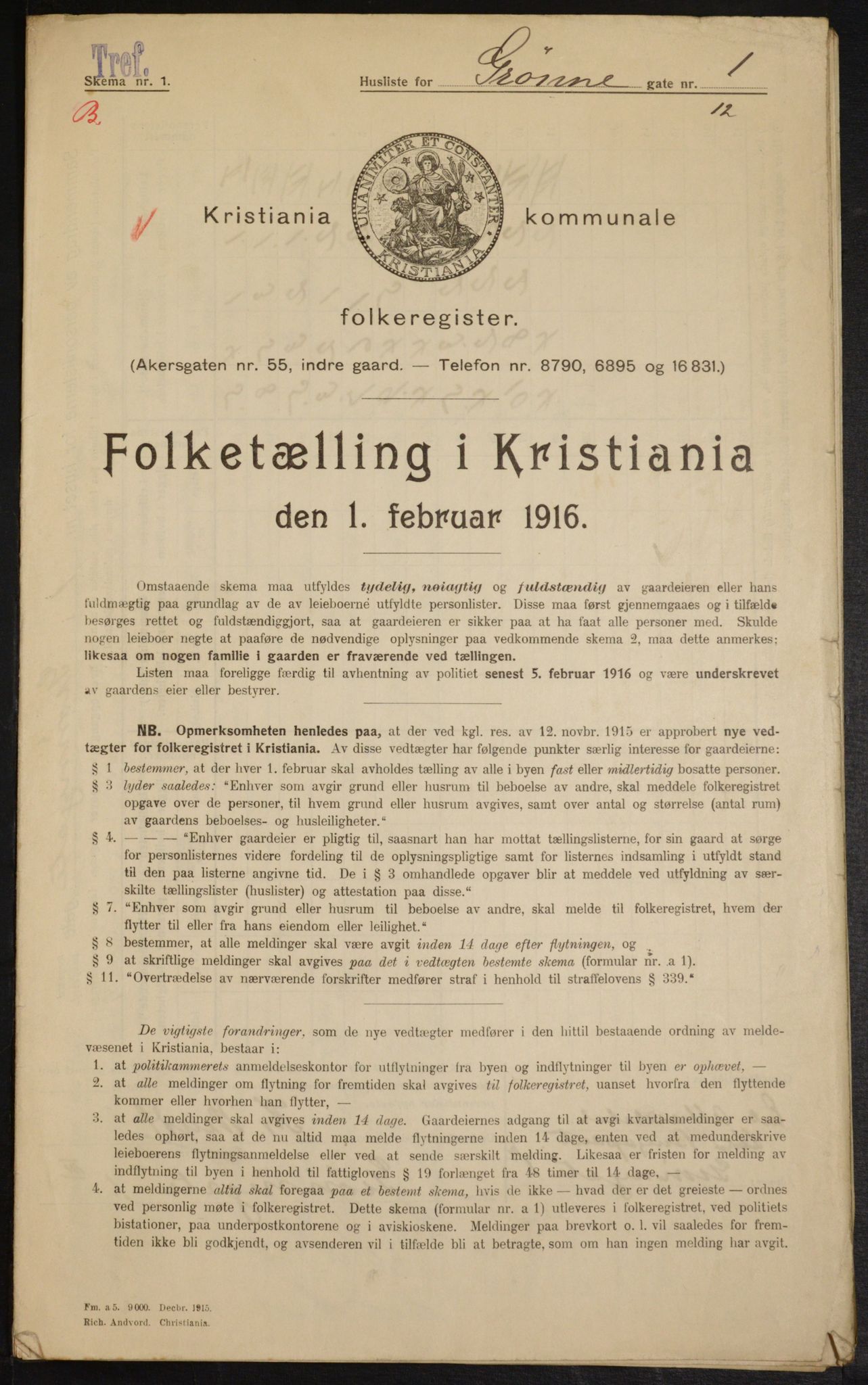 OBA, Municipal Census 1916 for Kristiania, 1916, p. 32799