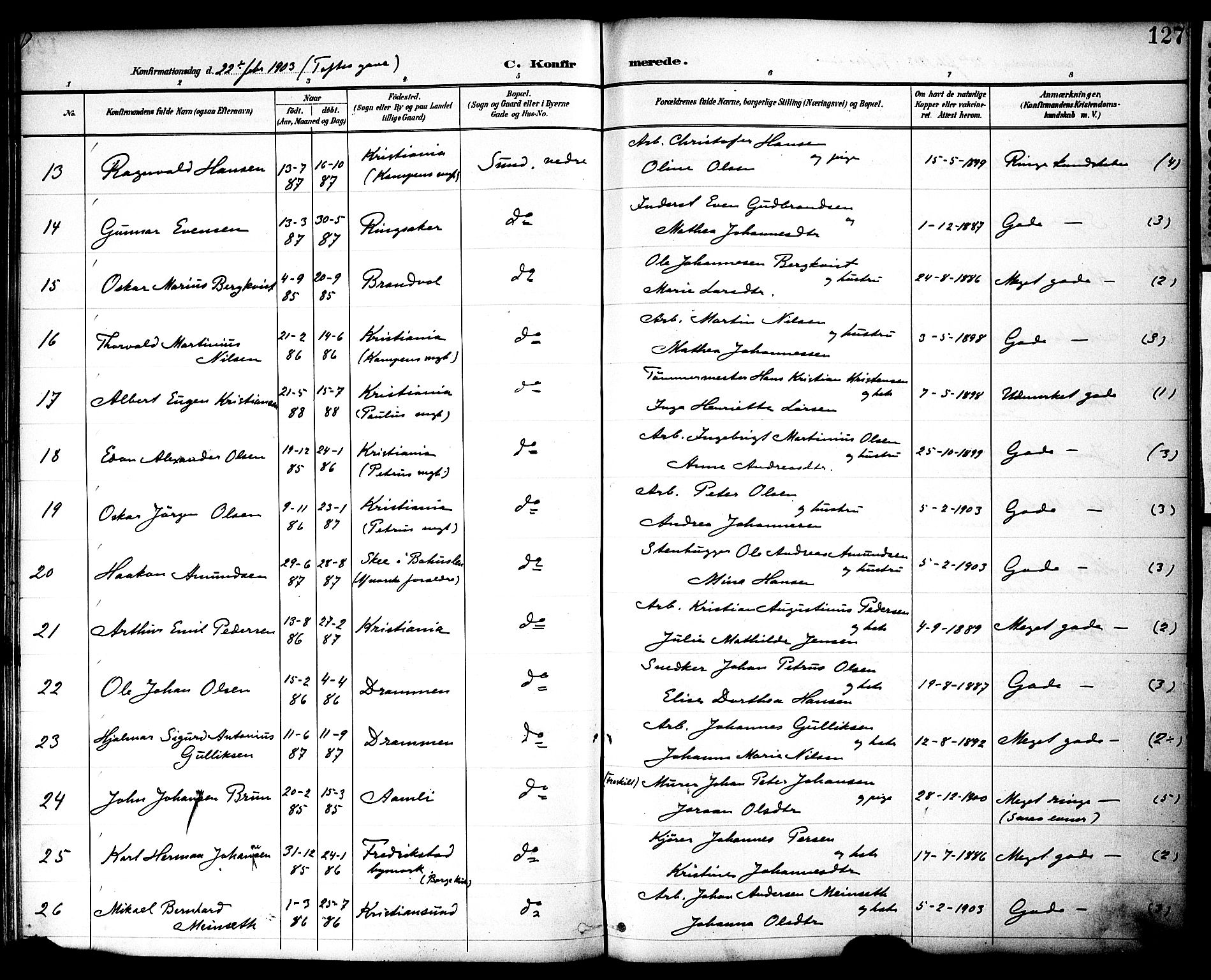 Nes prestekontor, Hedmark, AV/SAH-PREST-020/K/Ka/L0010: Parish register (official) no. 10, 1887-1905, p. 127