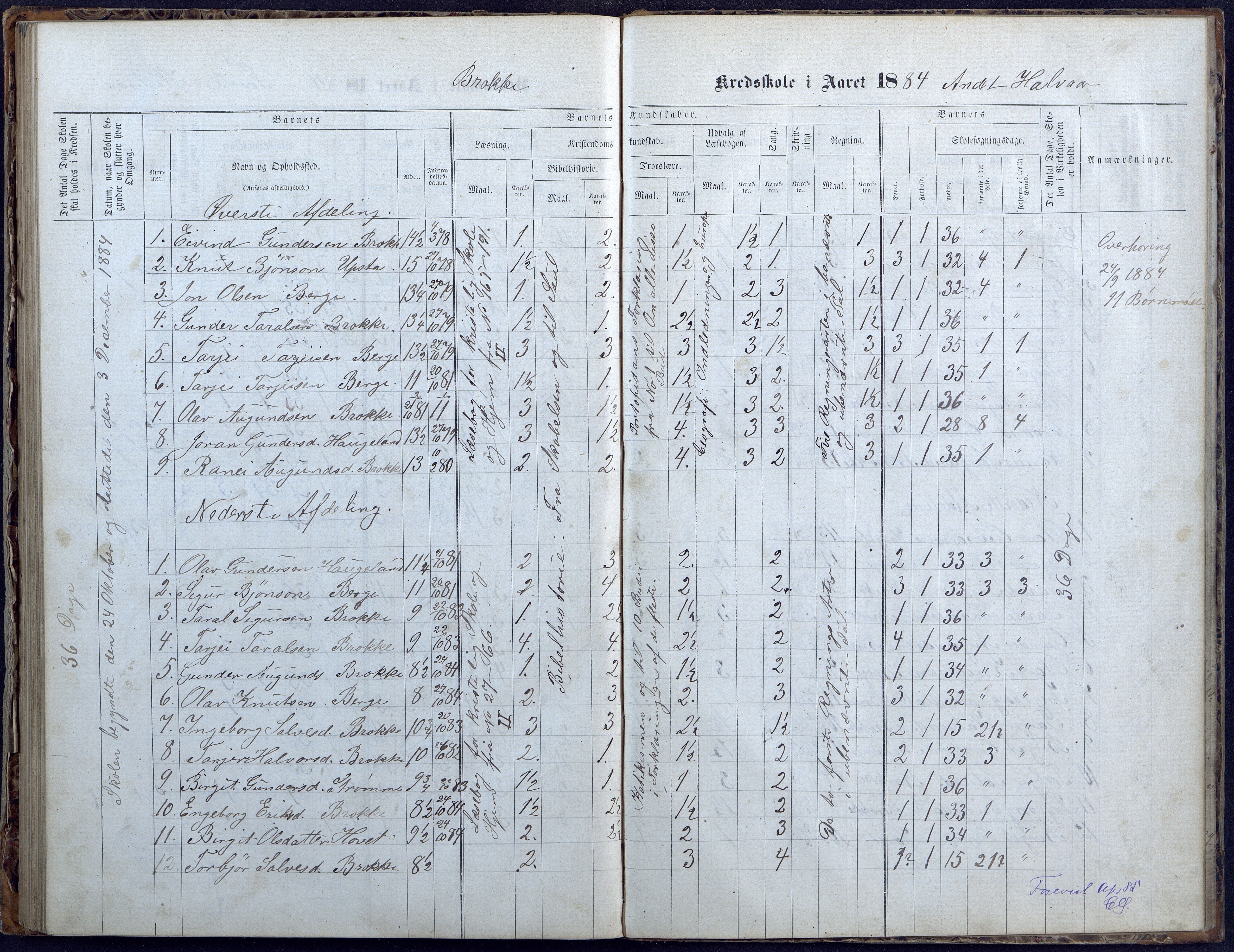 Hylestad kommune, AAKS/KA0939-PK/03/03b/L0004: Skoleprotokoll for Haugen og Brokke krets, 1863-1888