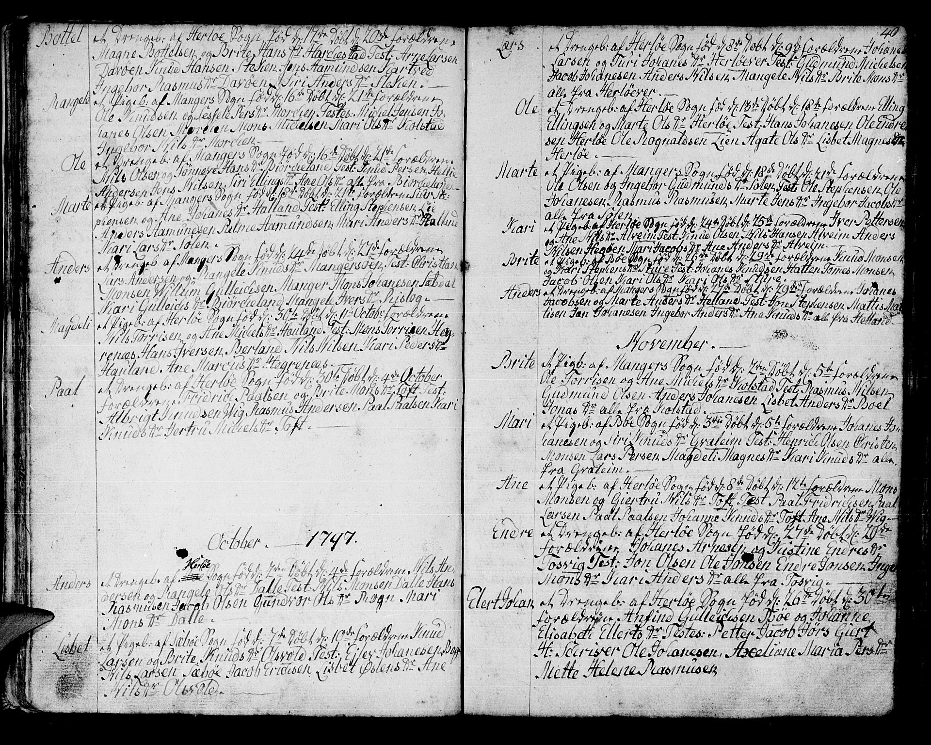 Manger sokneprestembete, SAB/A-76801/H/Haa: Parish register (official) no. A 2, 1792-1815, p. 40