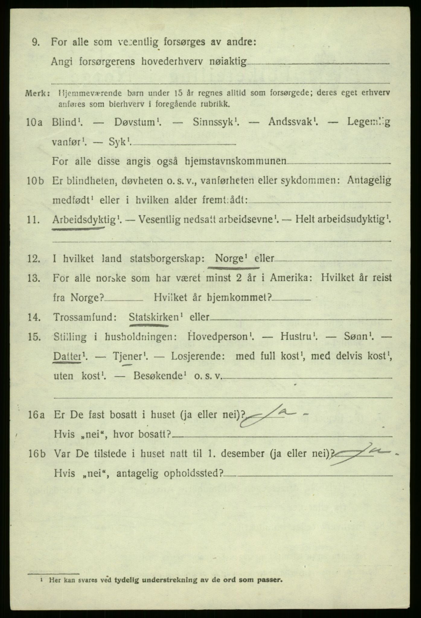 SAB, 1920 census for Aurland, 1920, p. 5025