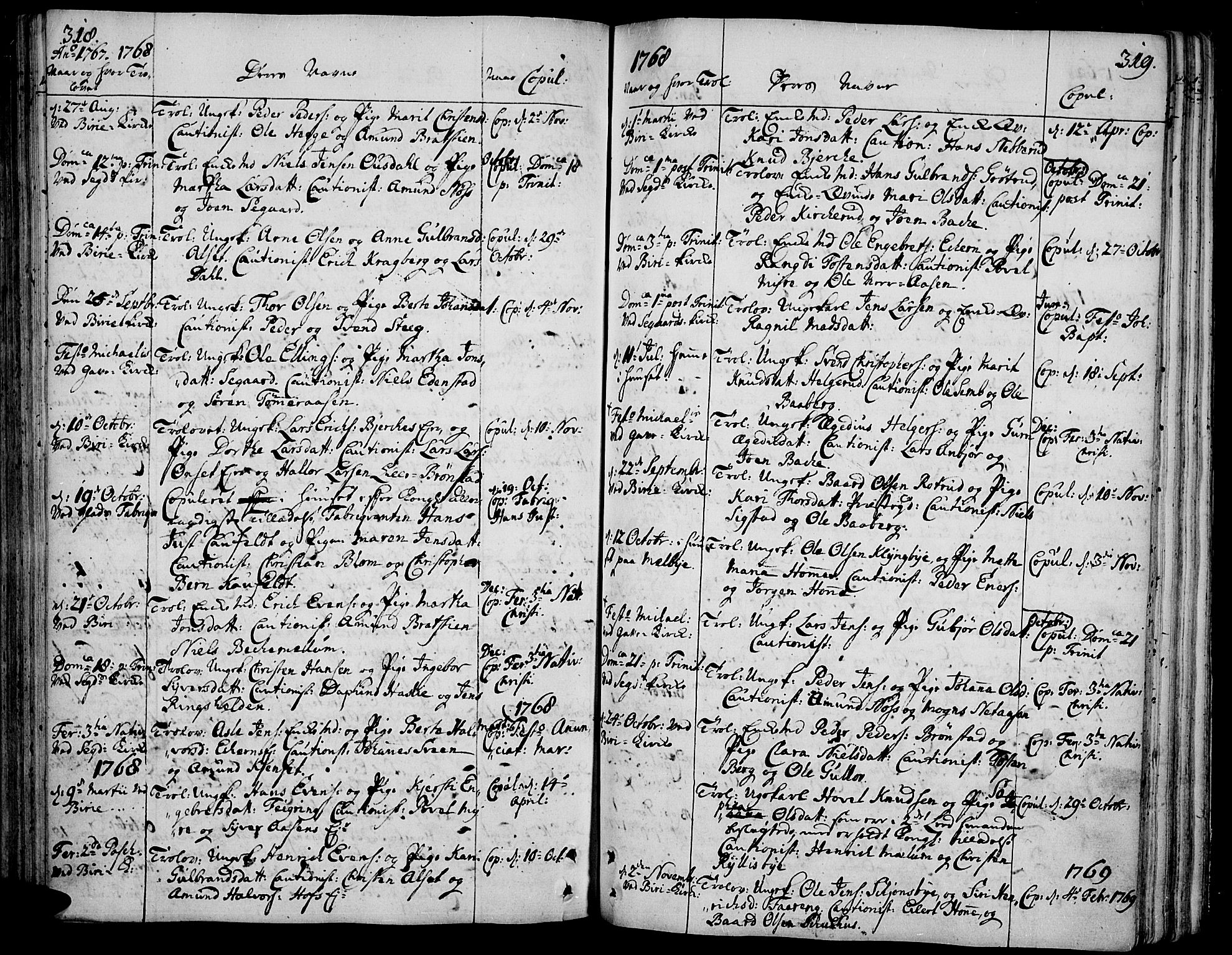 Biri prestekontor, AV/SAH-PREST-096/H/Ha/Haa/L0002: Parish register (official) no. 2, 1754-1789, p. 318-319