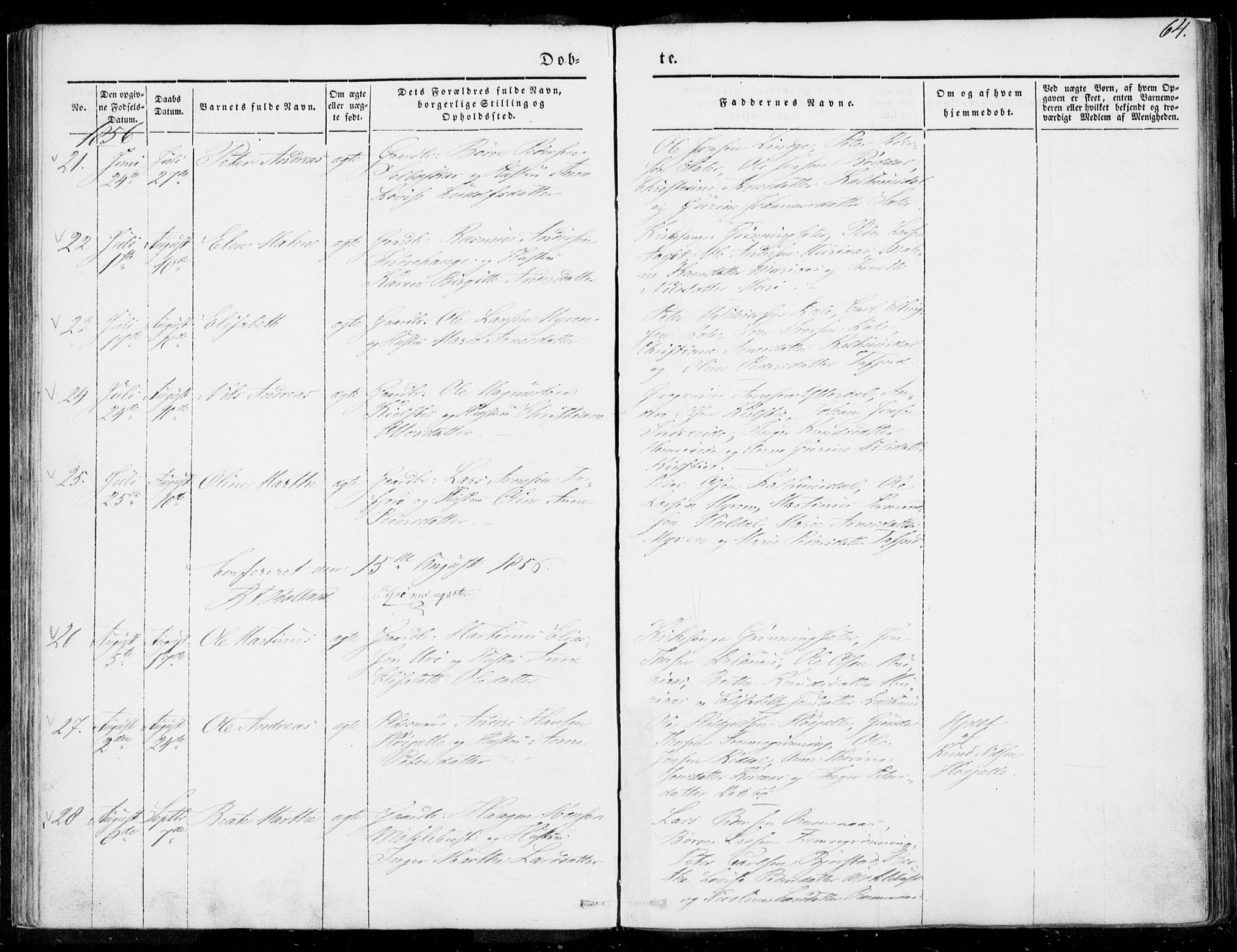 Ministerialprotokoller, klokkerbøker og fødselsregistre - Møre og Romsdal, AV/SAT-A-1454/519/L0249: Parish register (official) no. 519A08, 1846-1868, p. 64