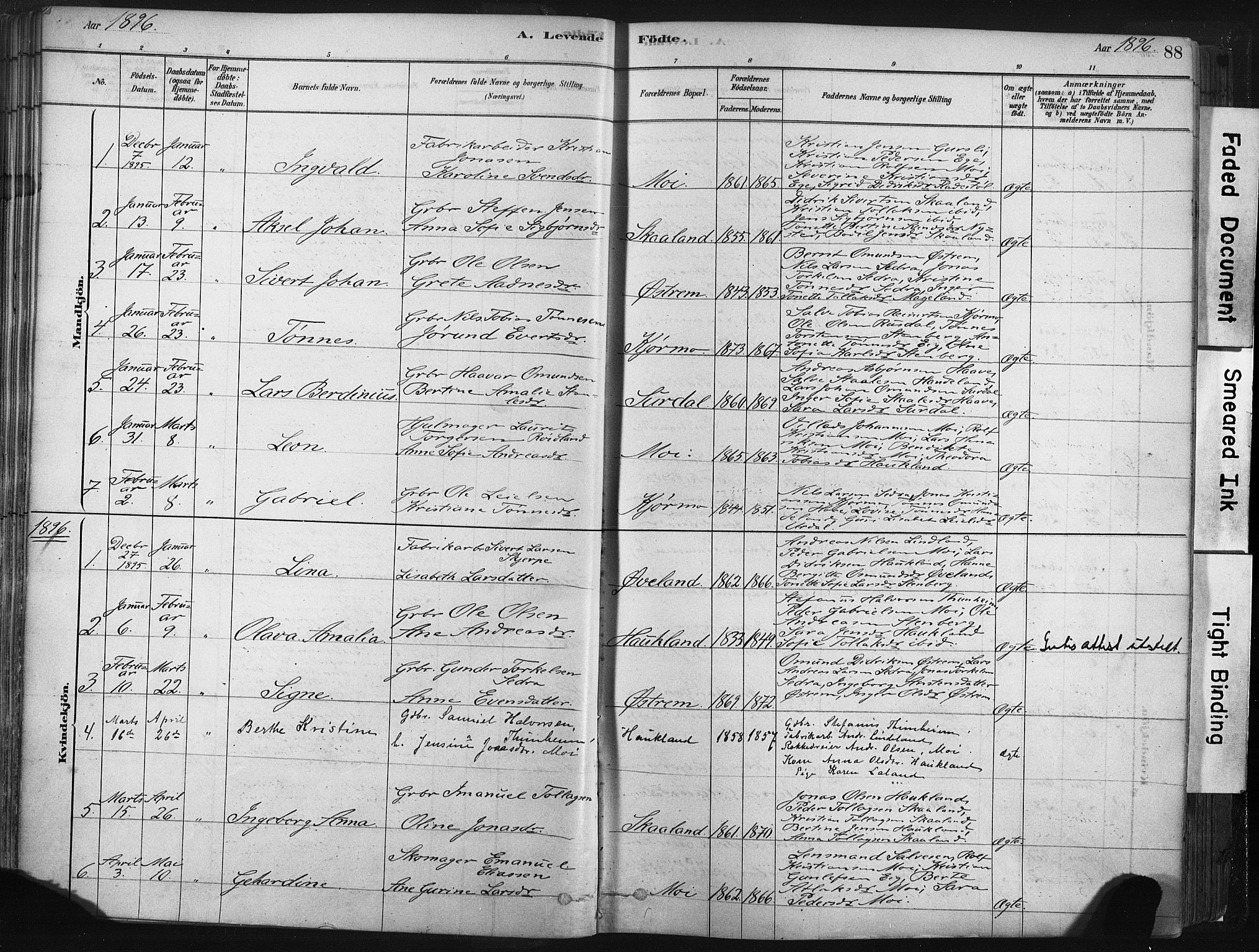 Lund sokneprestkontor, SAST/A-101809/S06/L0011: Parish register (official) no. A 10, 1877-1904, p. 88