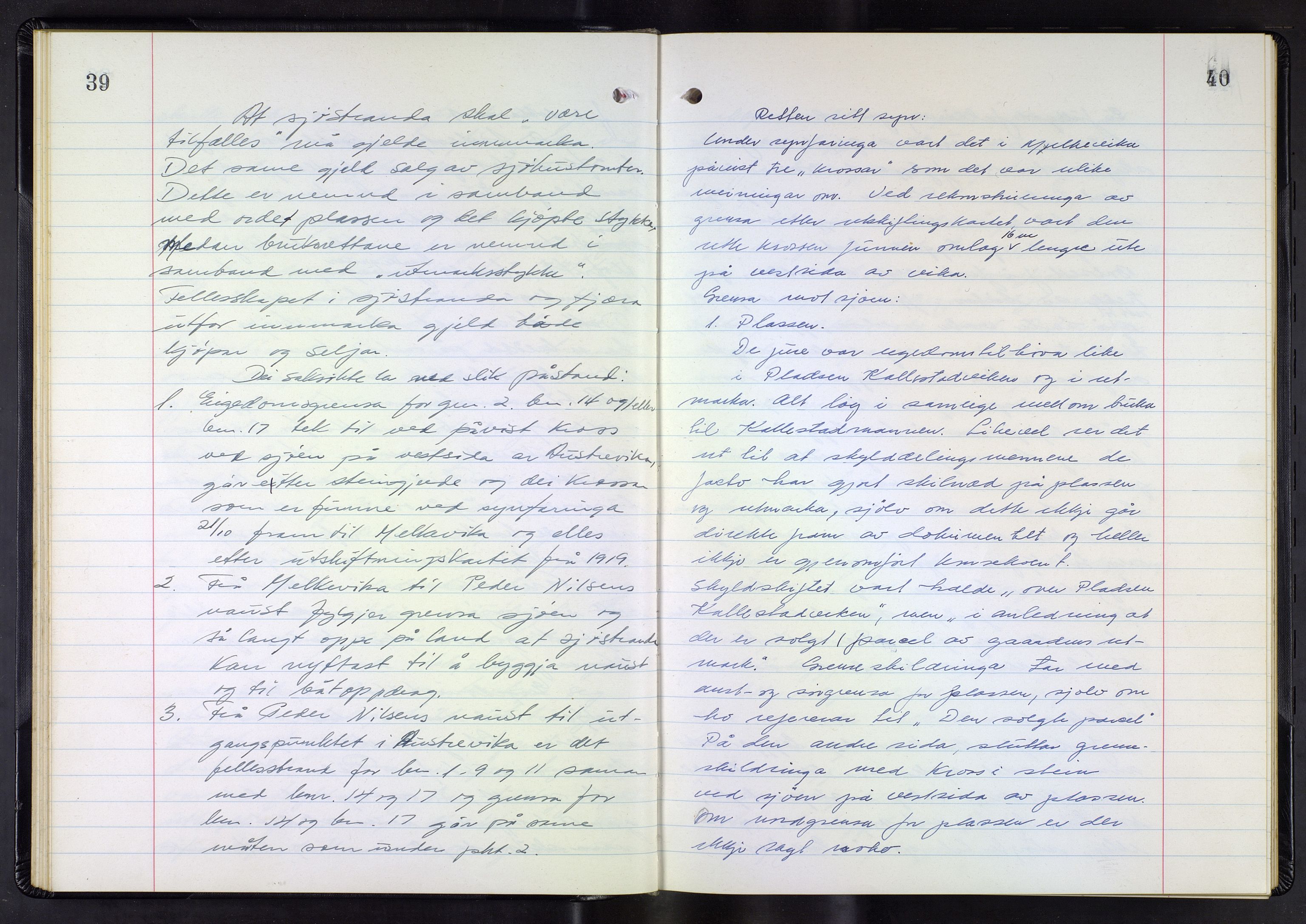 Hordaland jordskiftedøme - III Midhordland jordskiftedistrikt, AV/SAB-A-7001/A/Aa/L0042: Forhandlingsprotokoll, 1969-1973, p. 39-40