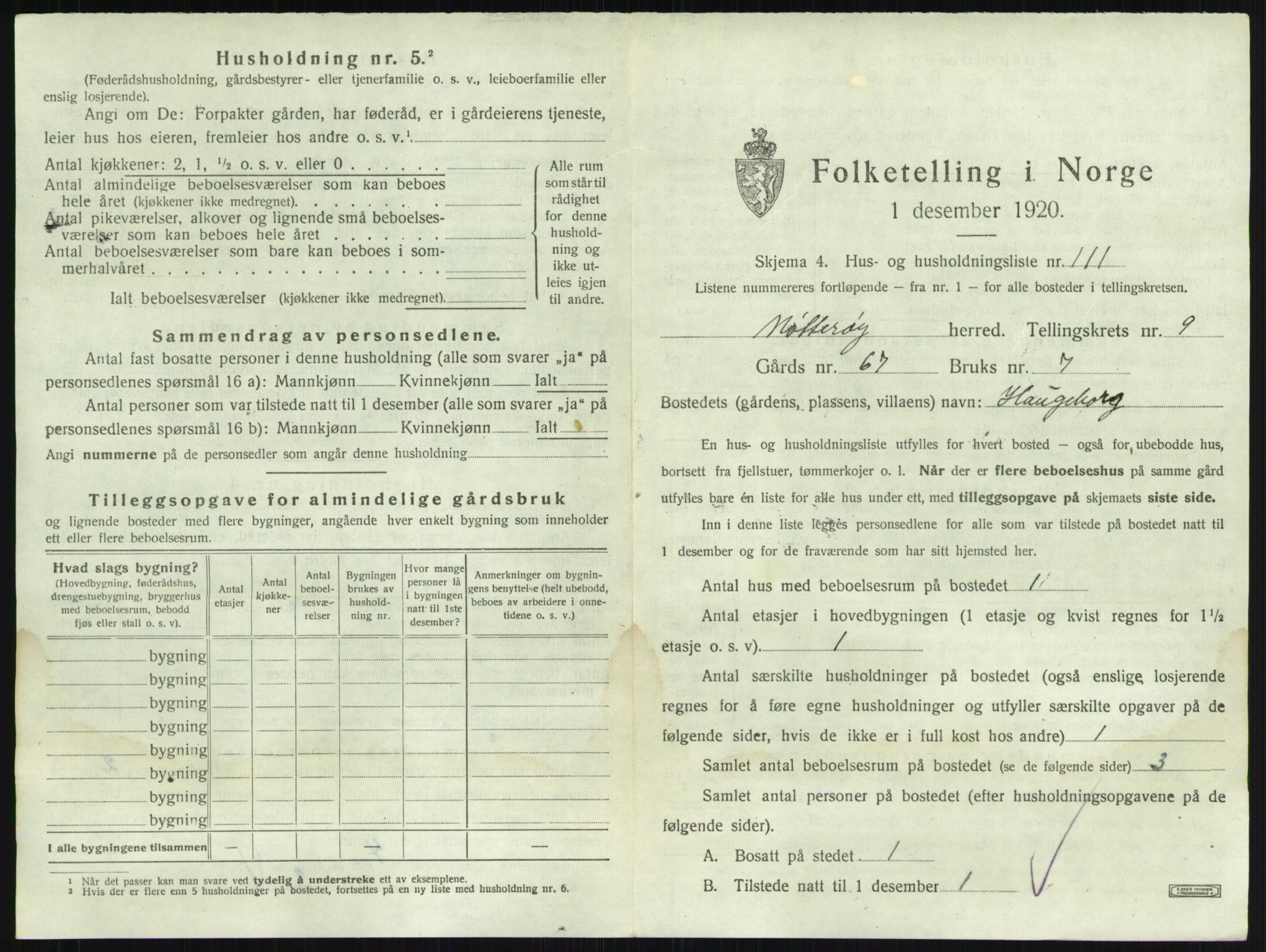 SAKO, 1920 census for Nøtterøy, 1920, p. 1958