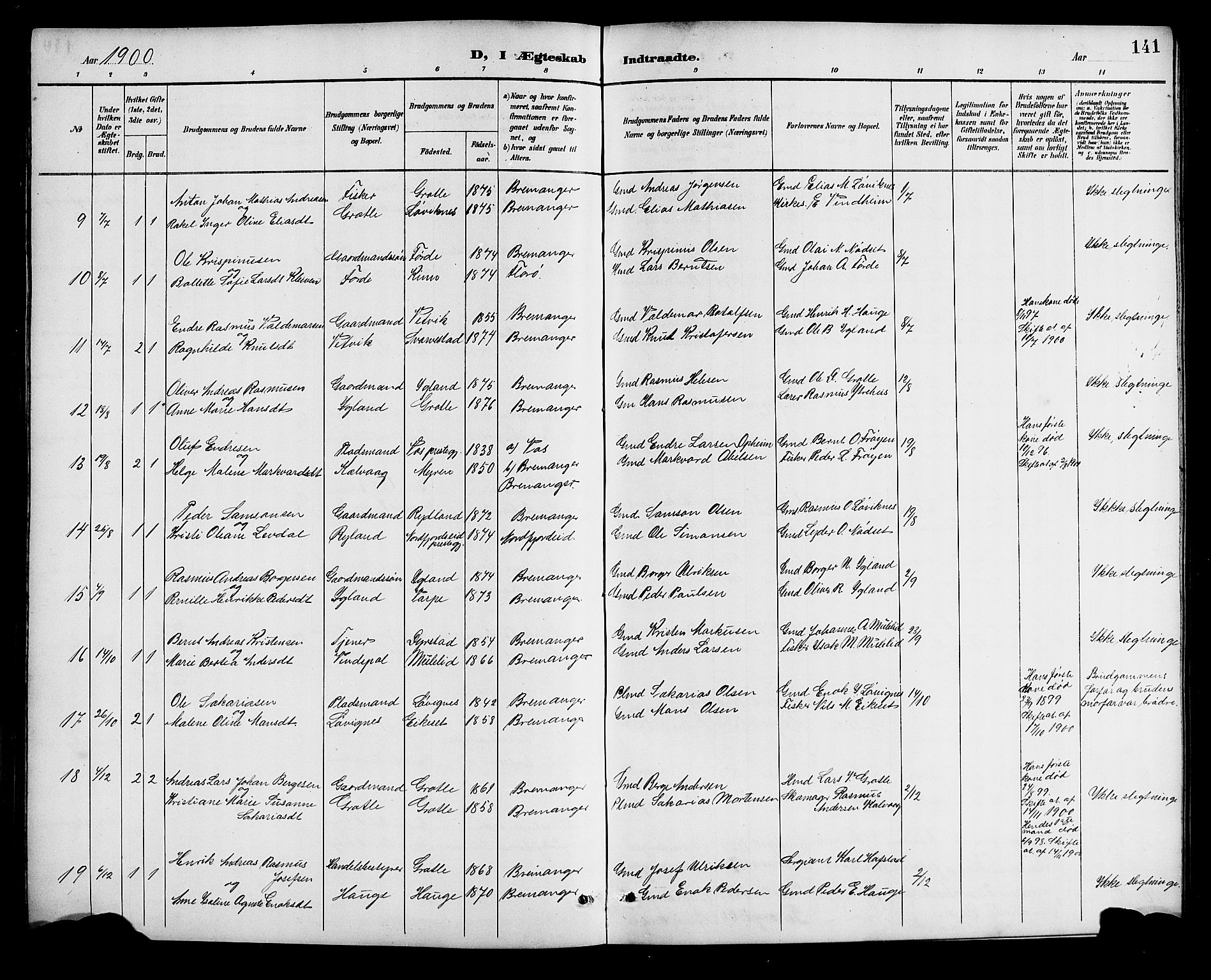 Bremanger sokneprestembete, AV/SAB-A-82201/H/Hab/Haba/L0003: Parish register (copy) no. A 3, 1890-1908, p. 141