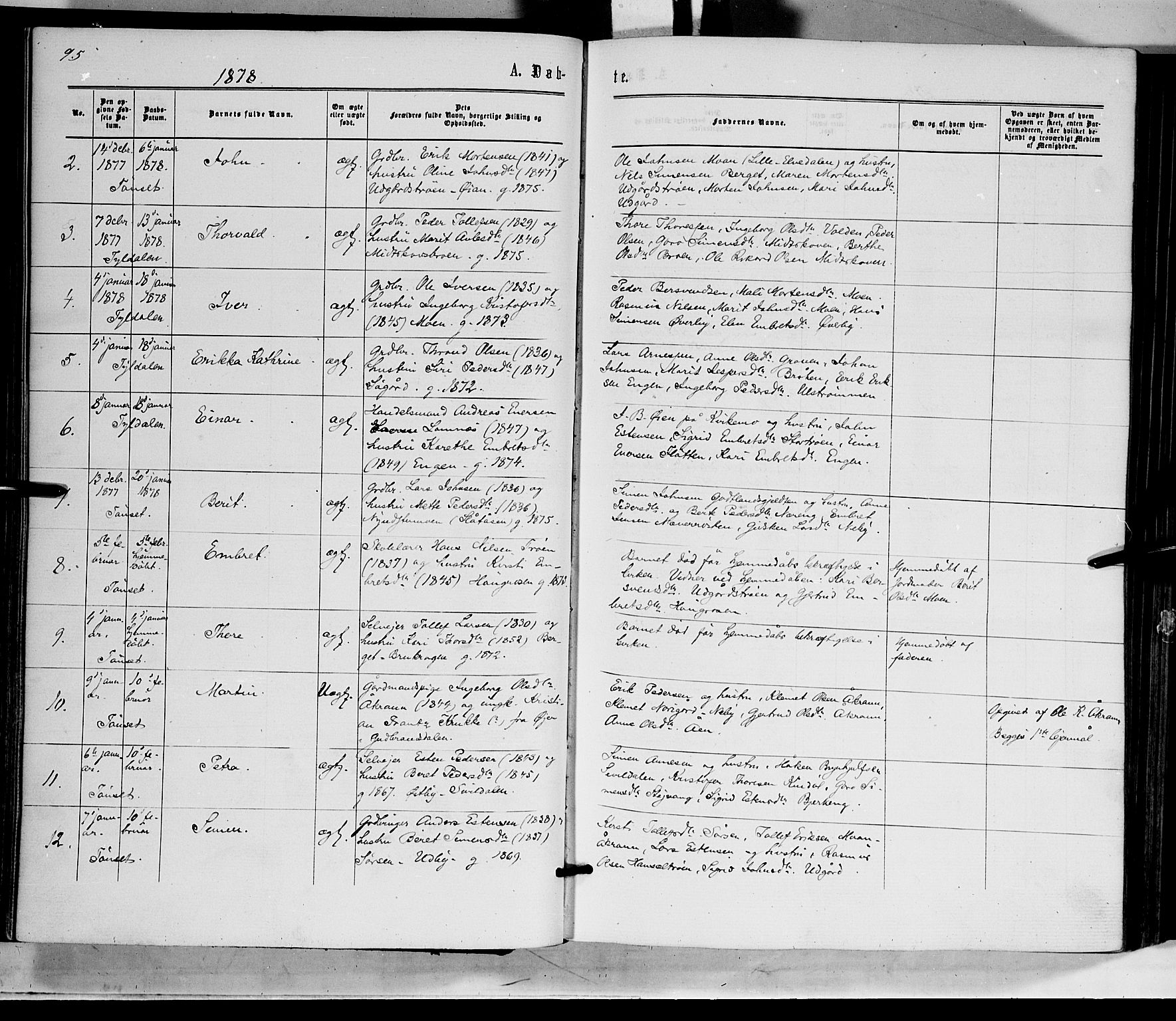 Tynset prestekontor, AV/SAH-PREST-058/H/Ha/Haa/L0021: Parish register (official) no. 21, 1863-1879, p. 95