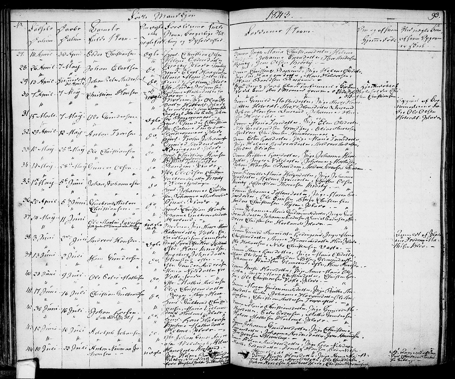 Eidsberg prestekontor Kirkebøker, AV/SAO-A-10905/F/Fa/L0008: Parish register (official) no. I 8, 1832-1848, p. 93