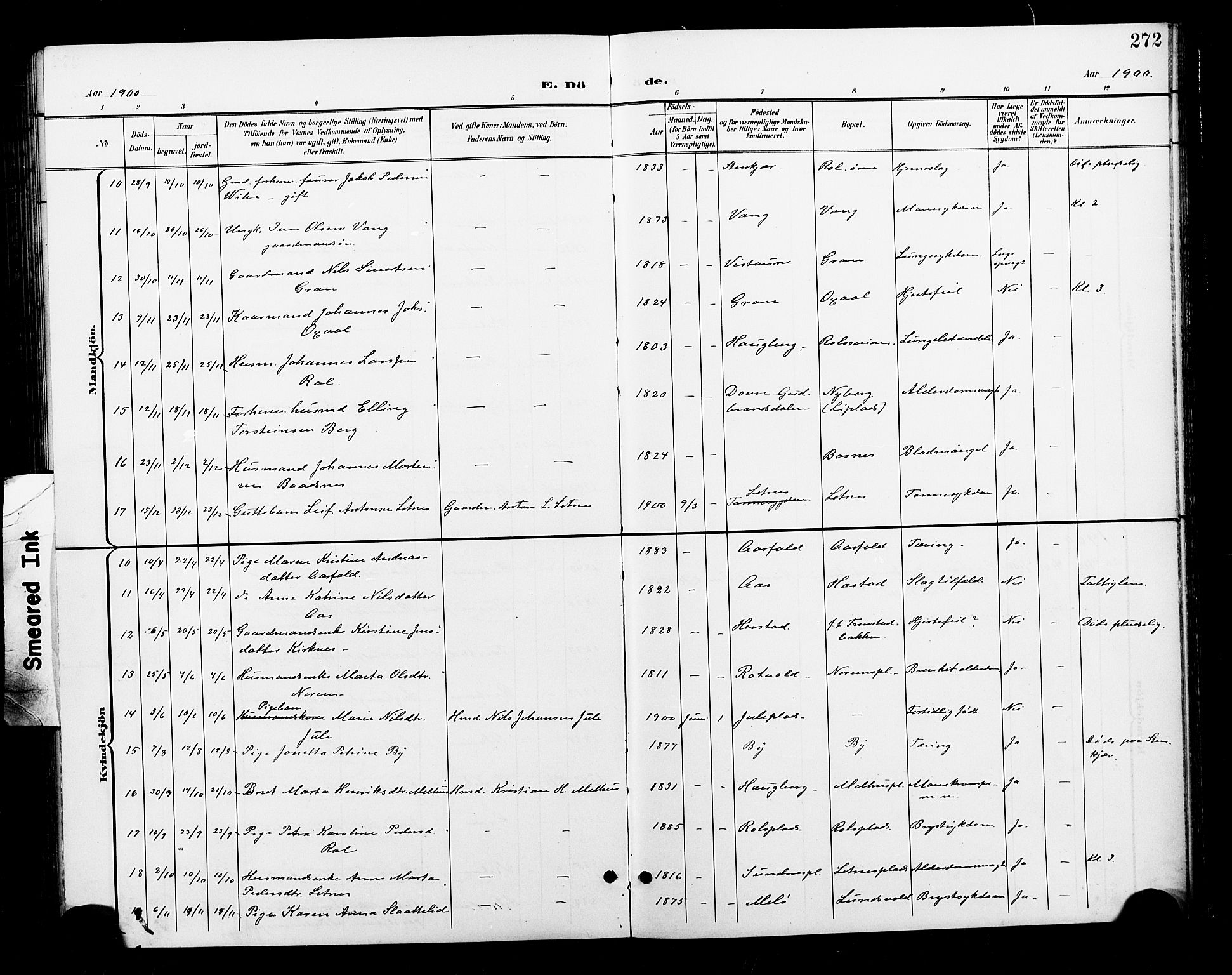 Ministerialprotokoller, klokkerbøker og fødselsregistre - Nord-Trøndelag, SAT/A-1458/730/L0302: Parish register (copy) no. 730C05, 1898-1924, p. 272
