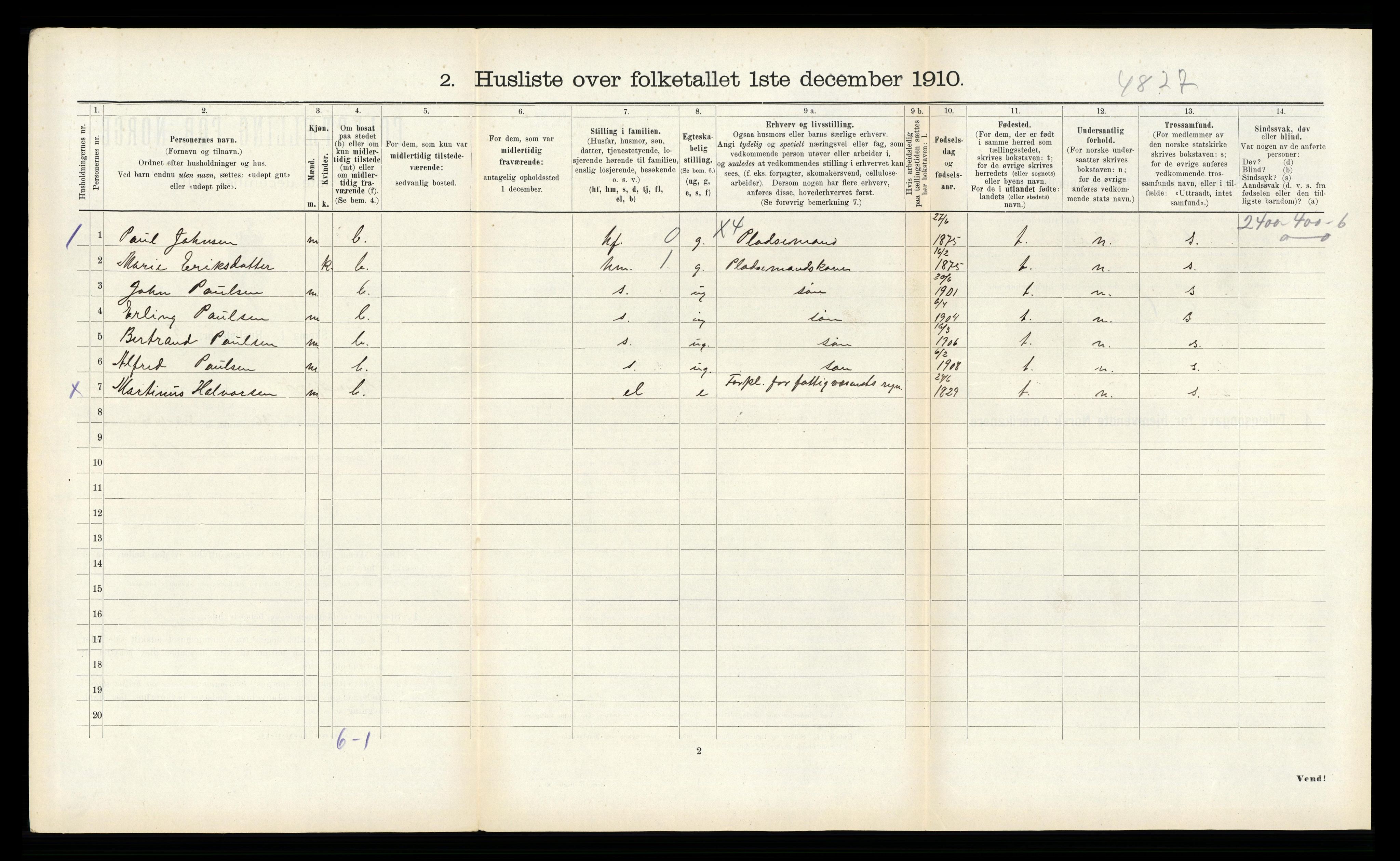 RA, 1910 census for Hjørundfjord, 1910, p. 325