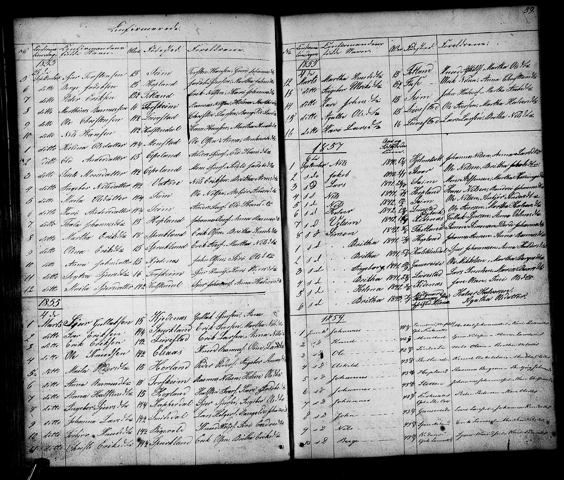 Alversund Sokneprestembete, SAB/A-73901/H/Ha/Hab: Parish register (copy) no. D 2, 1851-1889, p. 59