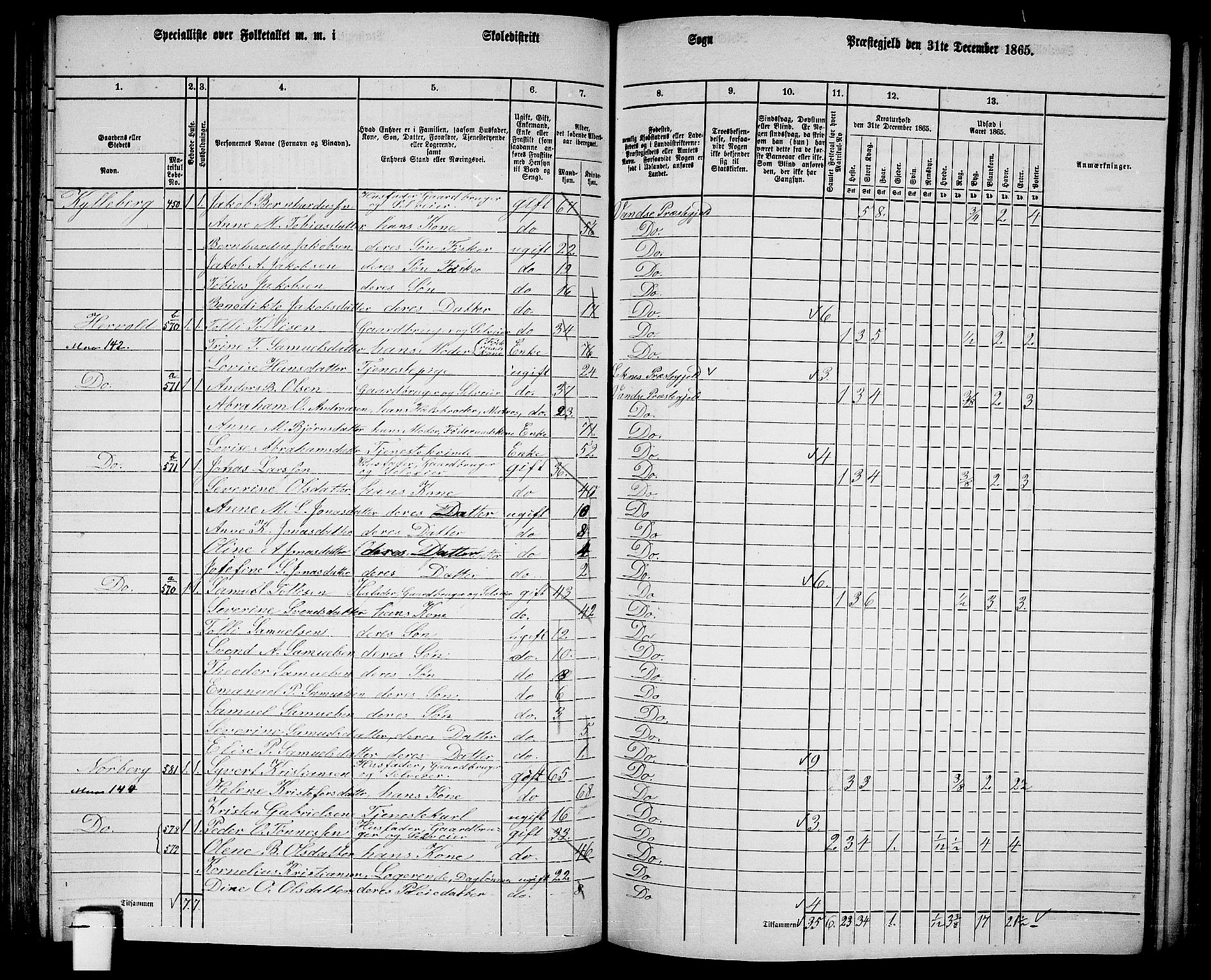 RA, 1865 census for Vanse/Vanse og Farsund, 1865, p. 153