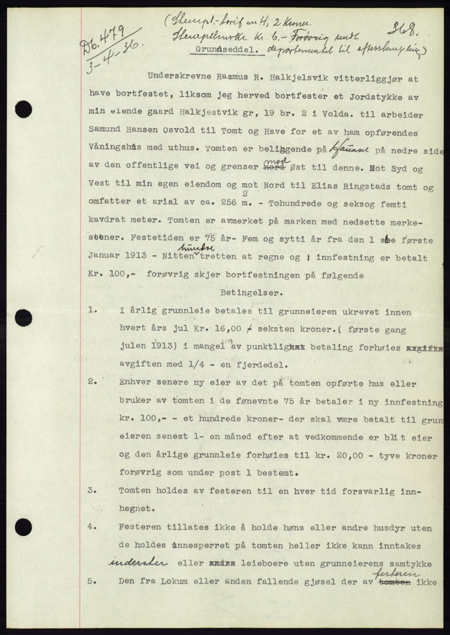 Søre Sunnmøre sorenskriveri, AV/SAT-A-4122/1/2/2C/L0060: Mortgage book no. 54, 1935-1936, Deed date: 03.04.1936