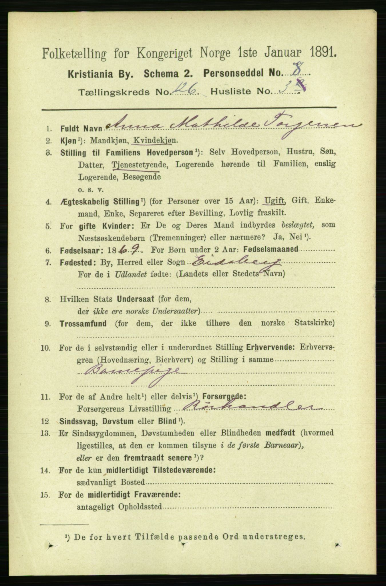 RA, 1891 census for 0301 Kristiania, 1891, p. 67224